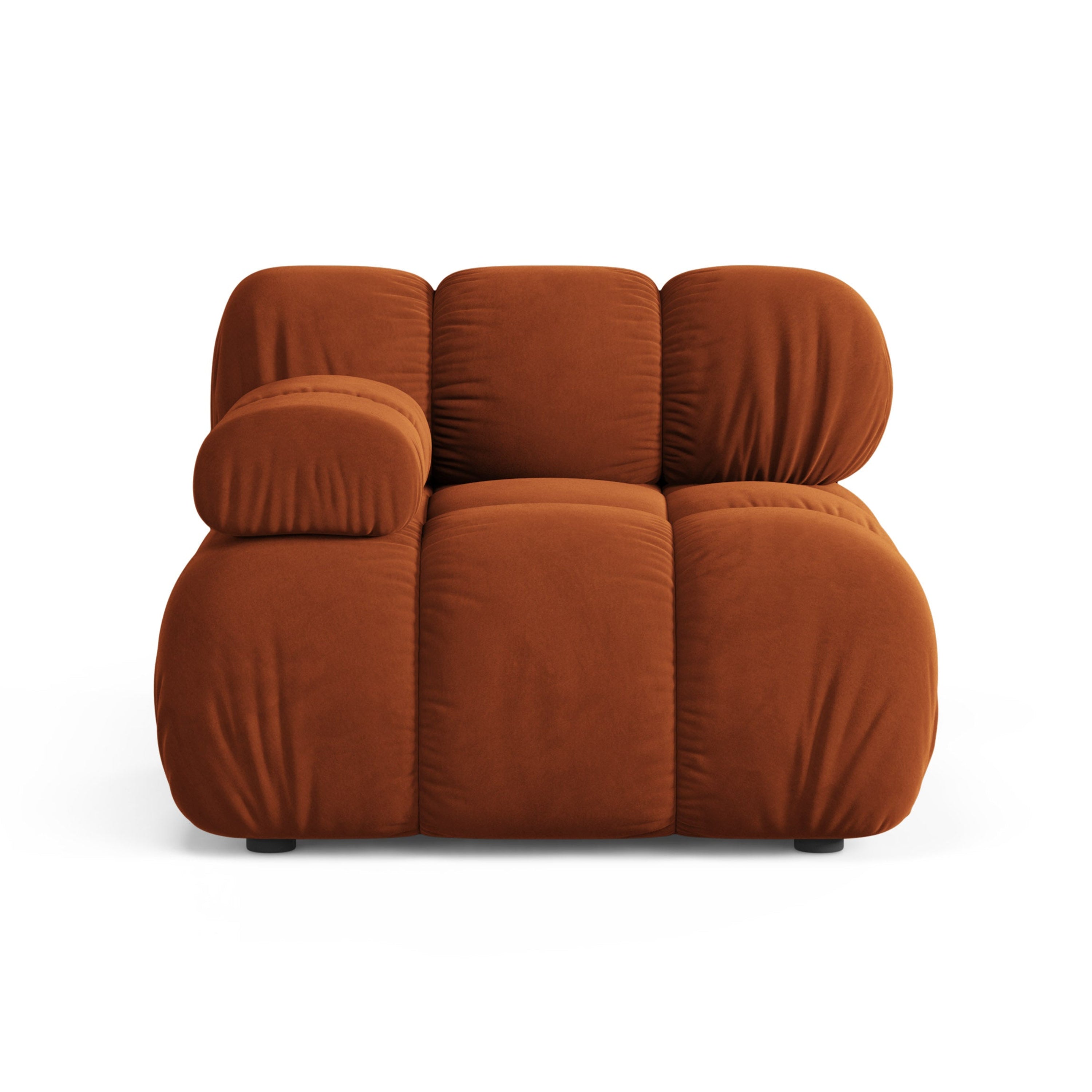 Sofa modułowa aksamitna BELLIS - moduł lewostronny ceglany