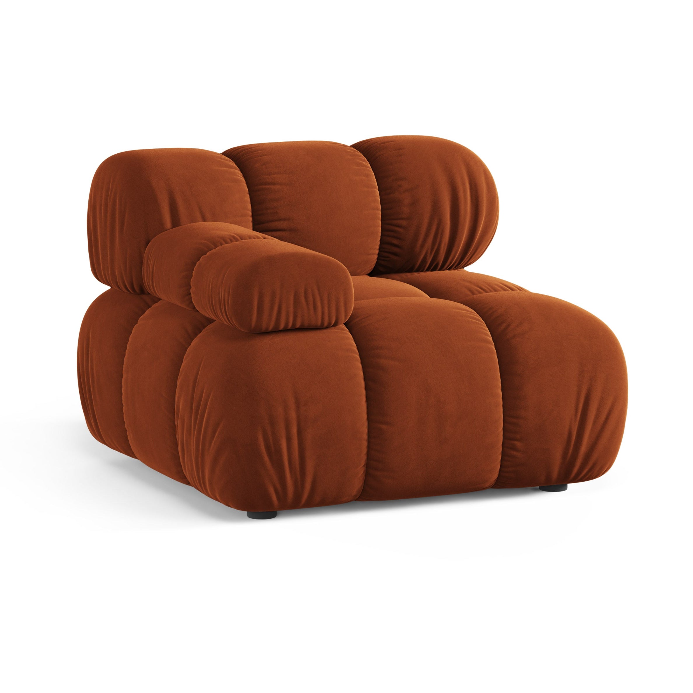 Sofa modułowa aksamitna BELLIS - moduł lewostronny ceglany