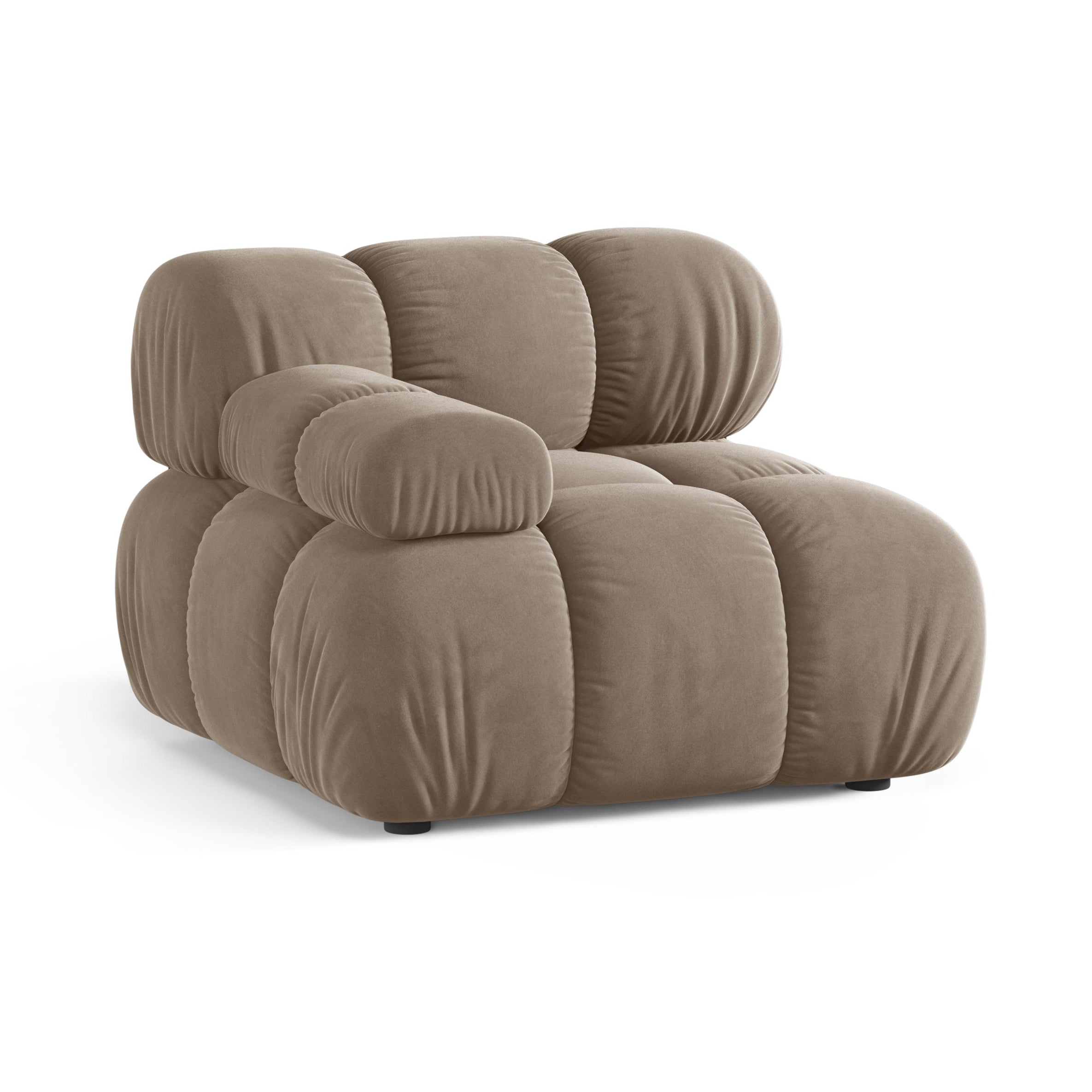Sofa modułowa aksamitna BELLIS - moduł lewostronny cappuccino