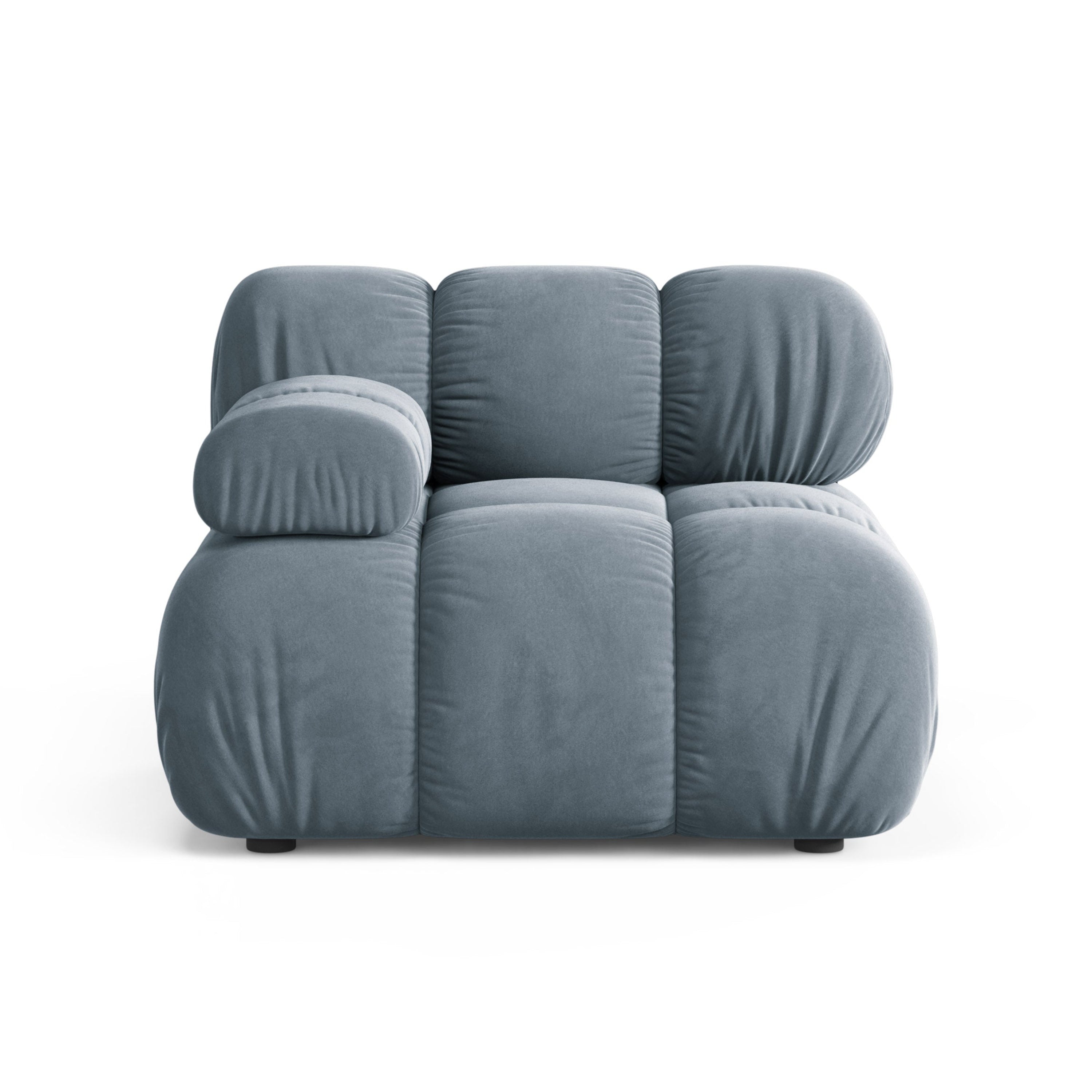 Sofa modułowa aksamitna BELLIS - moduł lewostronny niebieski
