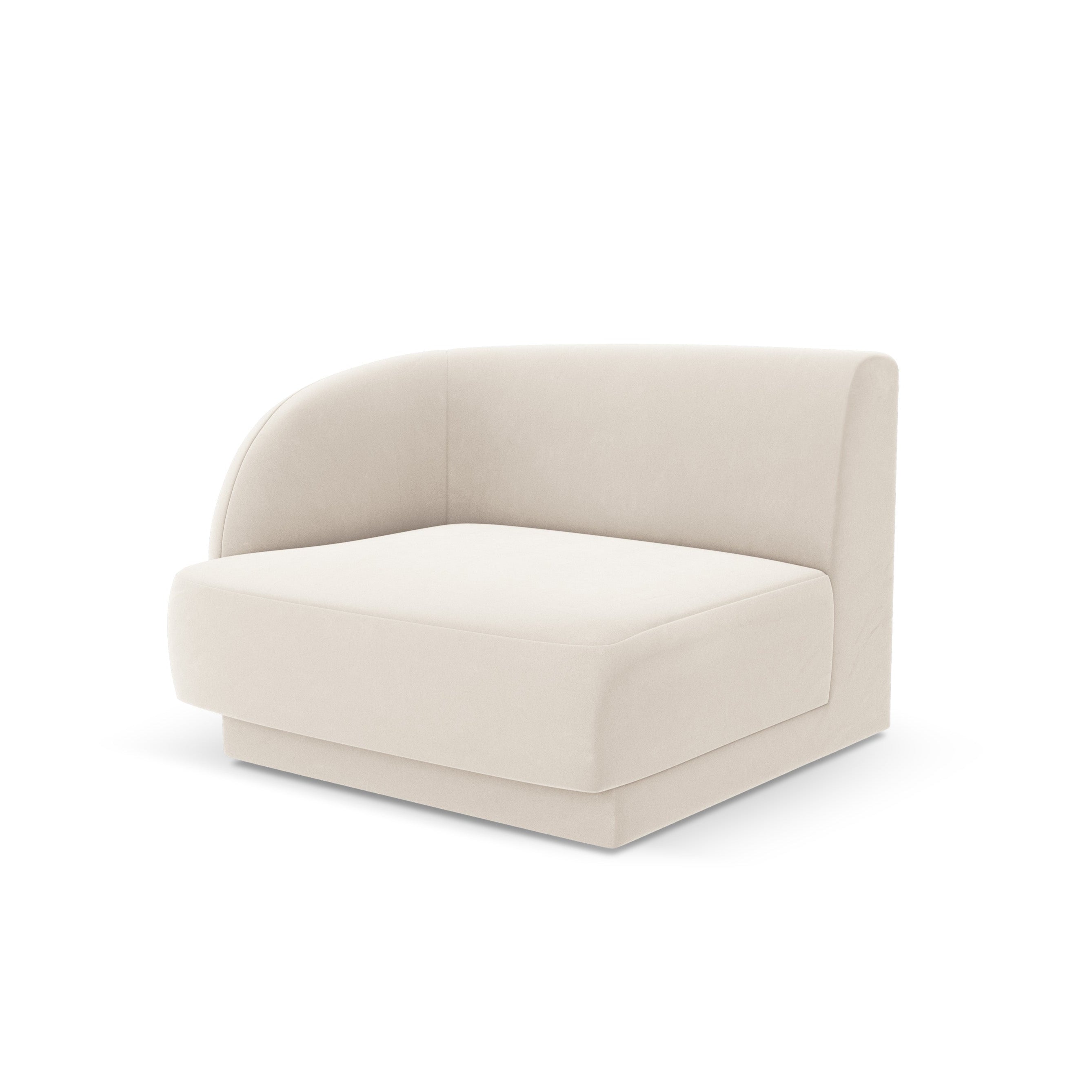 Sofa modułowa aksamitna MILEY - moduł lewostronny jasnobeżowy