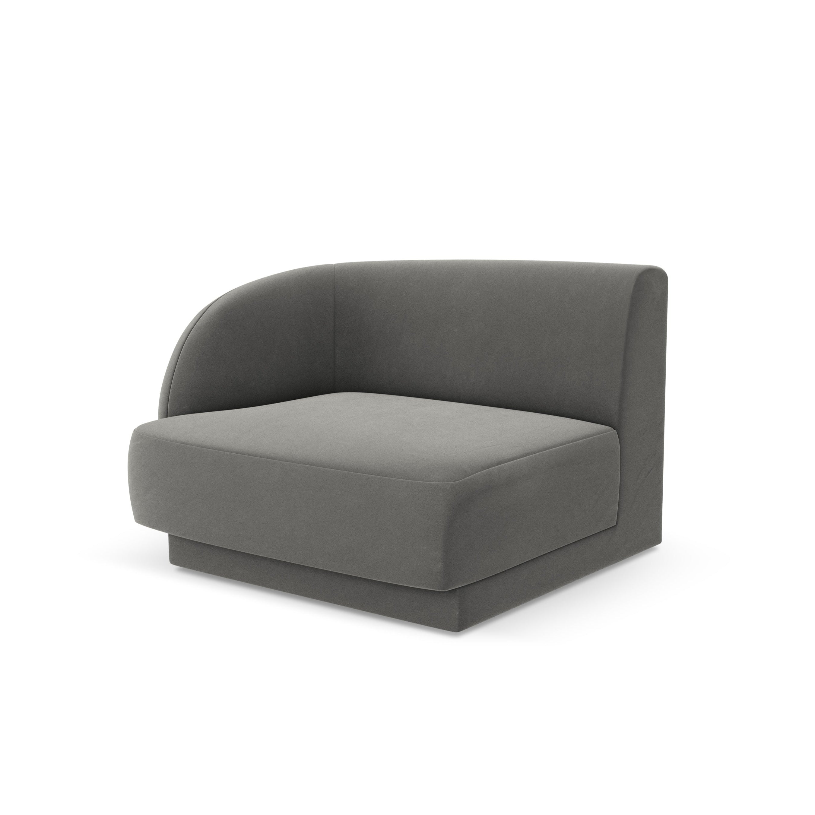 Sofa modułowa aksamitna MILEY - moduł lewostronny jasnoszary