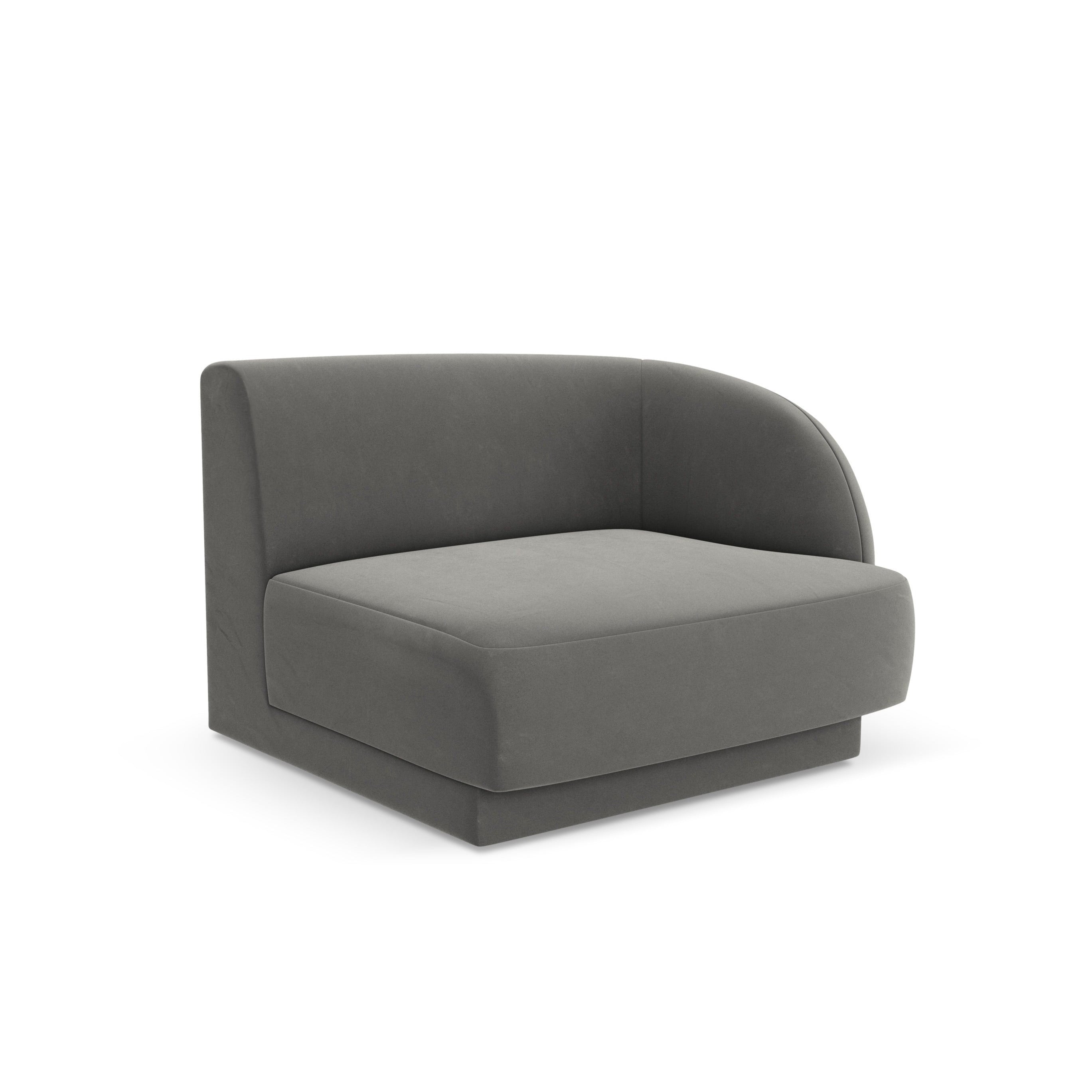 Sofa modułowa aksamitna MILEY - moduł prawostronny jasnoszary
