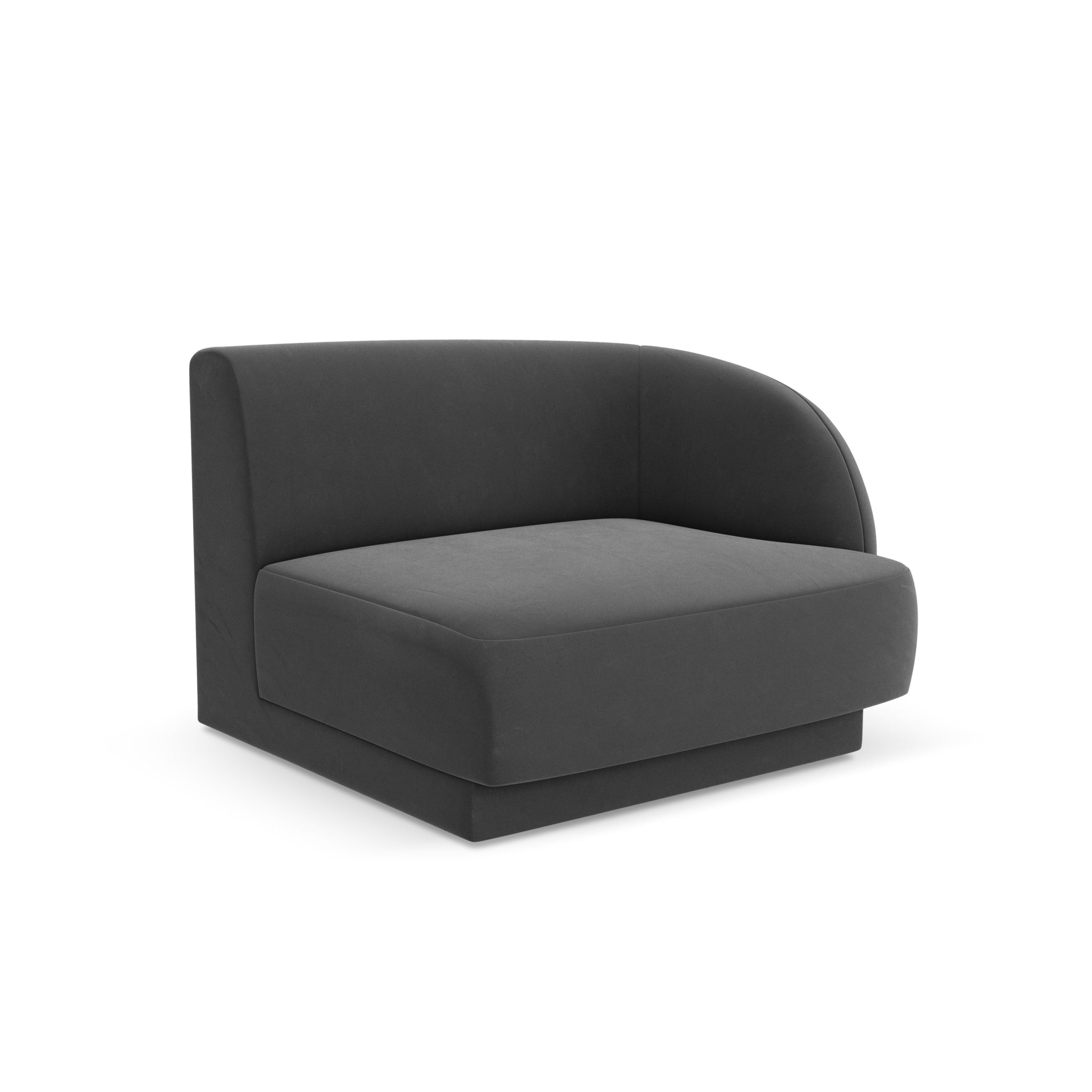 Sofa modułowa aksamitna MILEY - moduł prawostronny szary