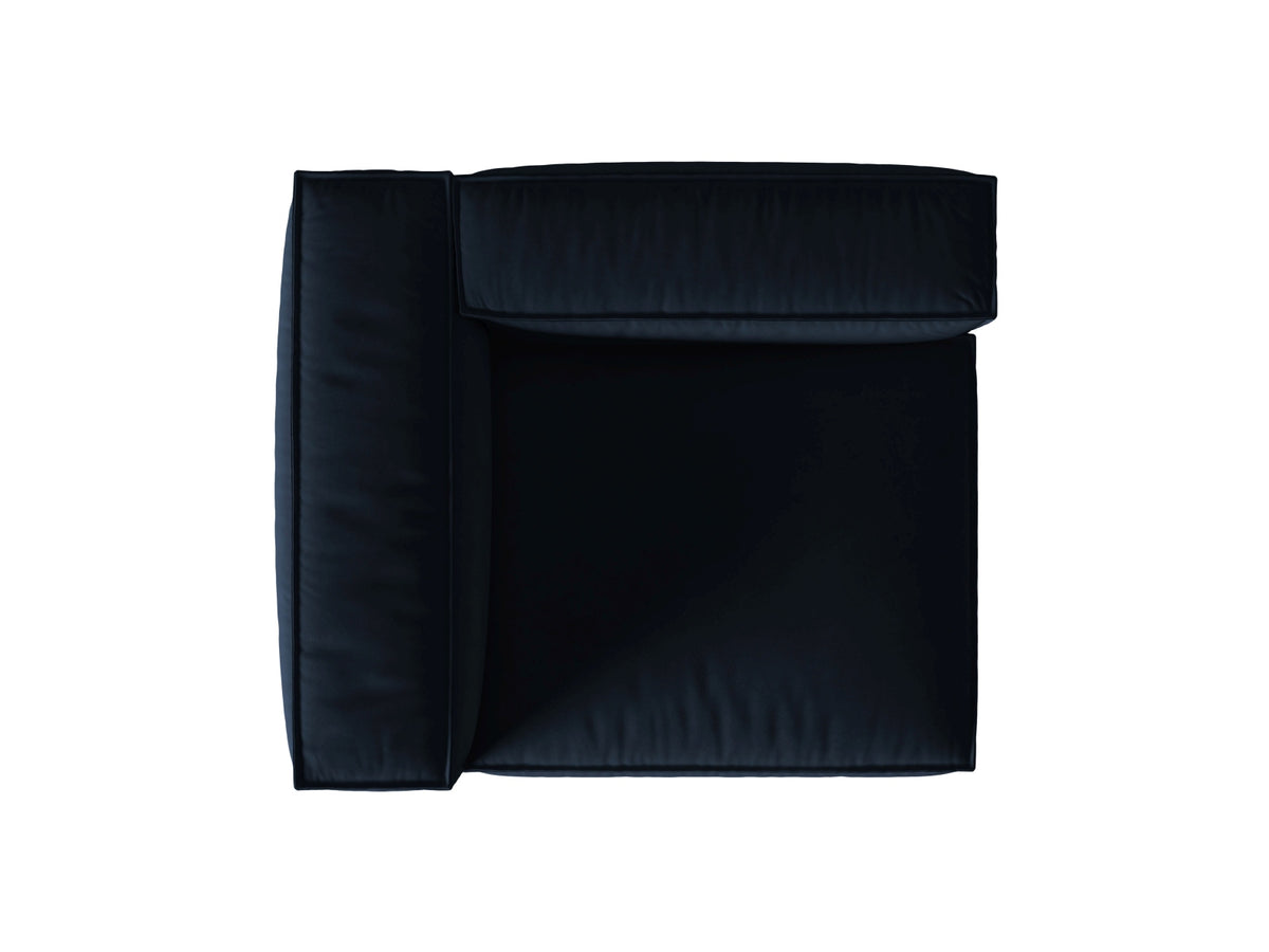 Moduł aksamitny 1-osobowy z lewym podłokietnikiem NURIA ciemnoniebieski – detal tkaniny