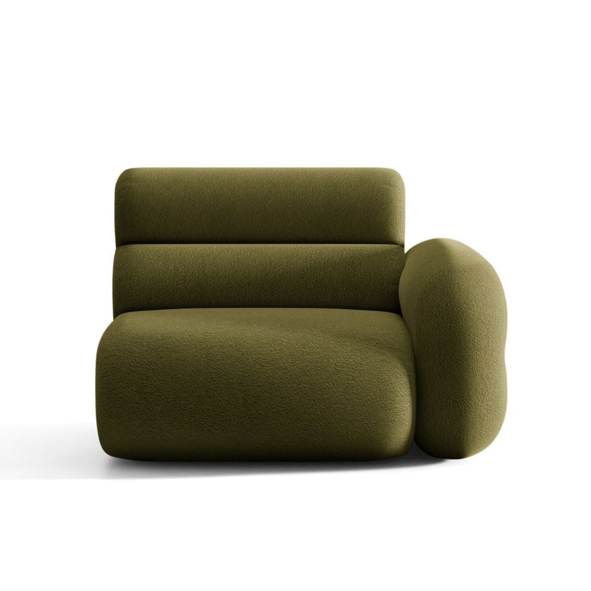 Sofa modułowa NEO - moduł prawostronny oliwkowy boucle