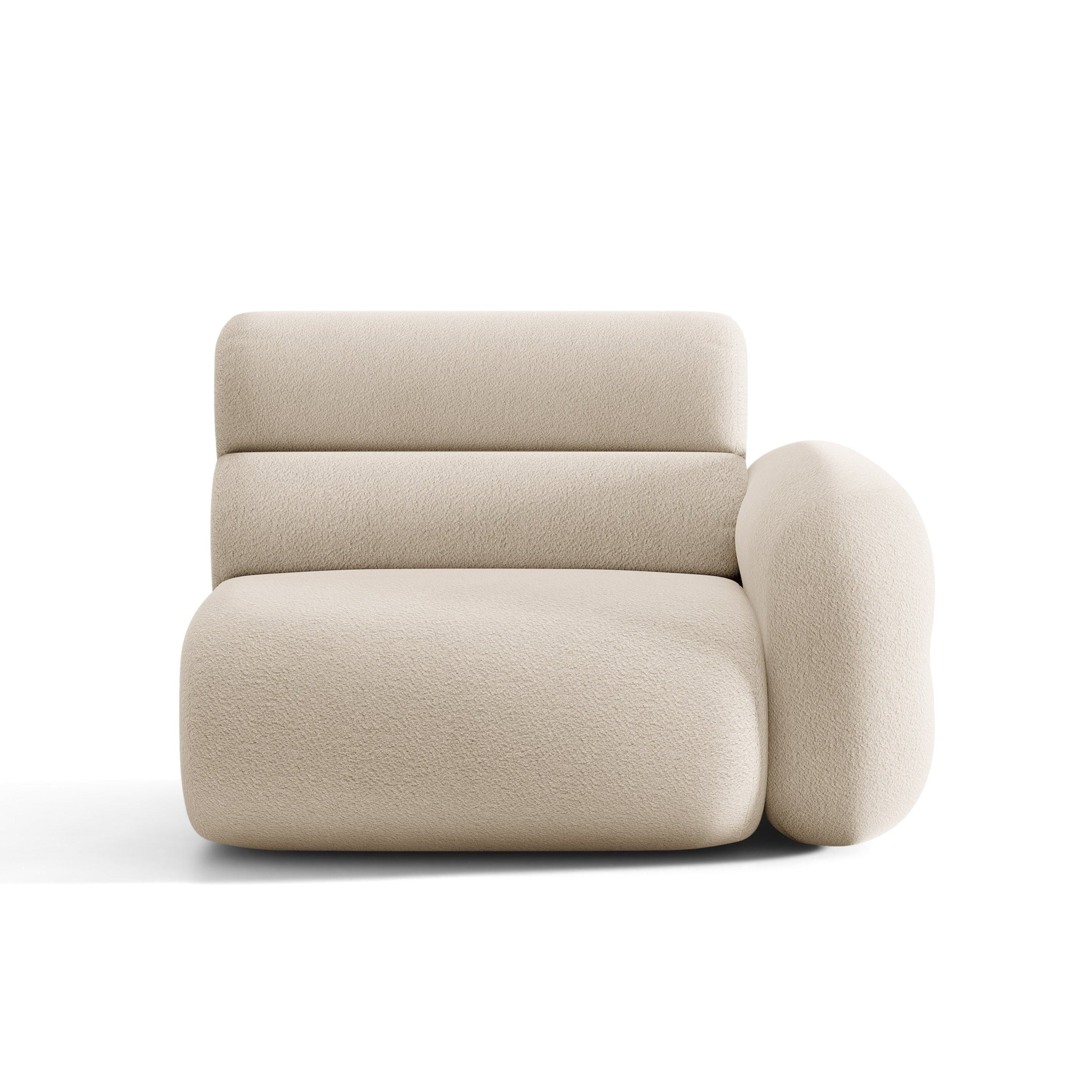 Sofa modułowa NEO - moduł prawostronny beżowy boucle