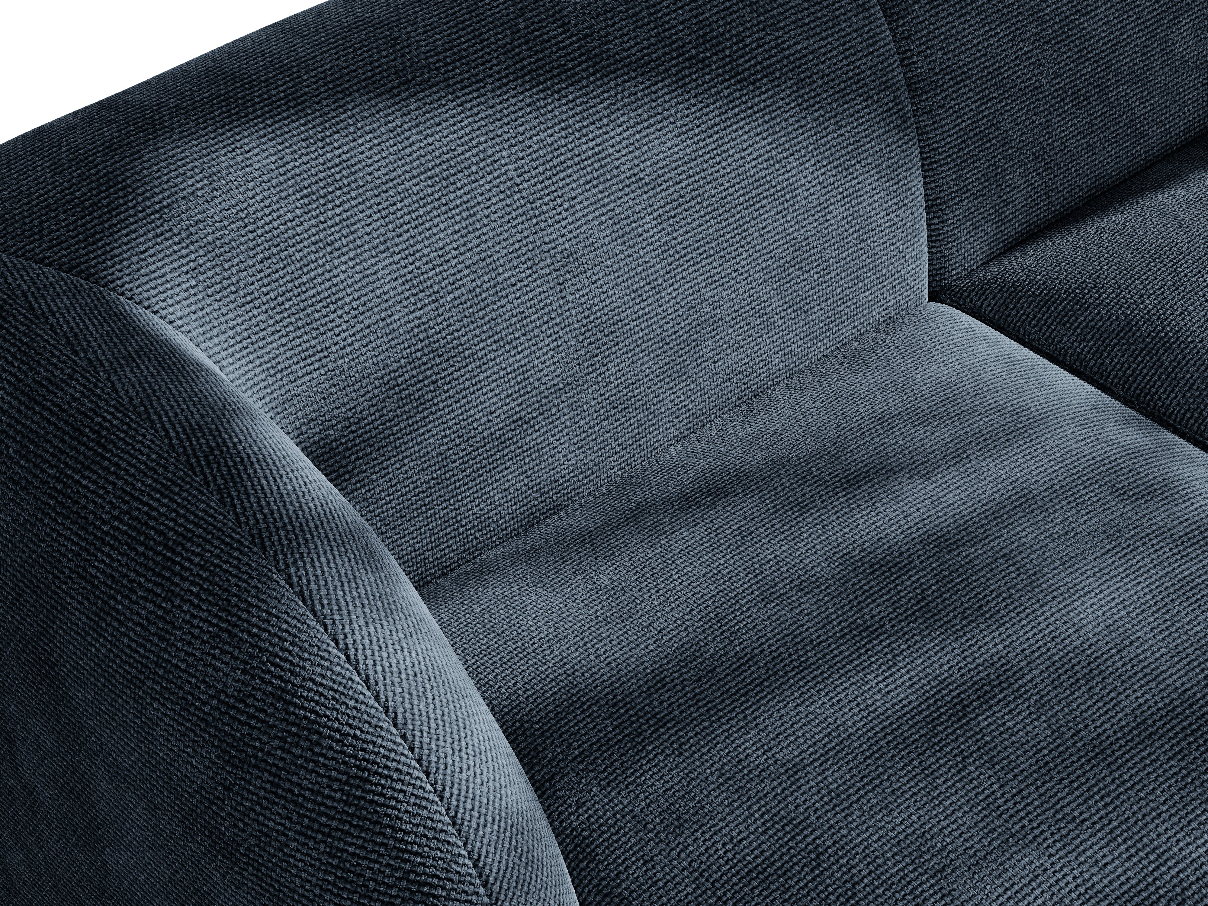 Sofa modułowa MILEY - moduł prawostronny granat królewski szenil jedwabisty z podłokietnikami
