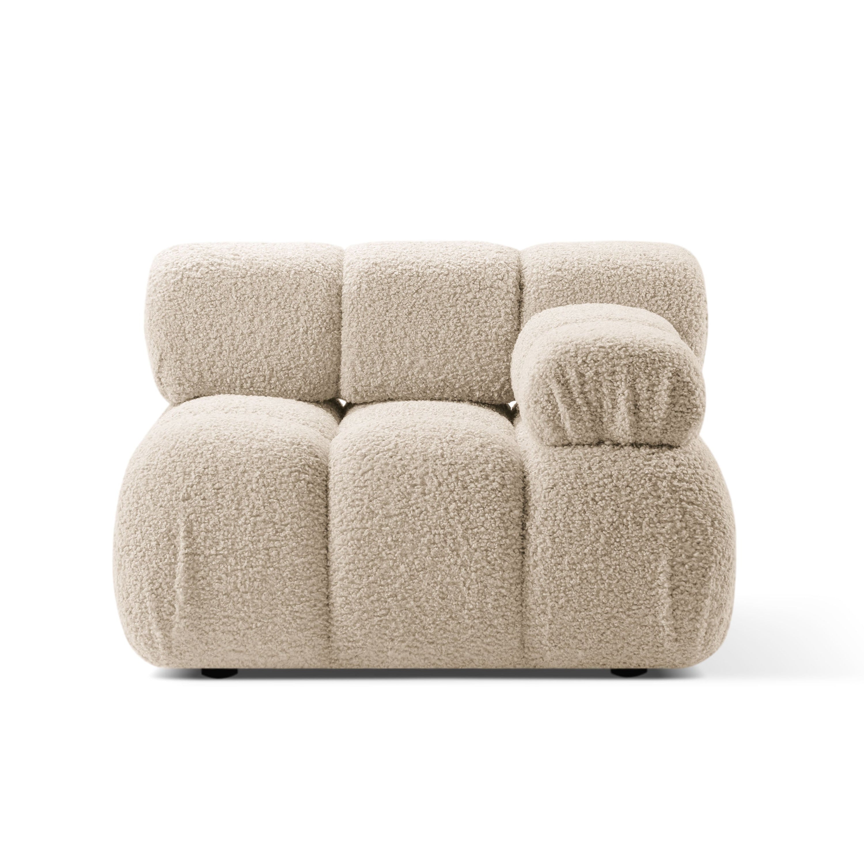 Sofa modułowa BELLIS - moduł prawostronny beżowy boucle