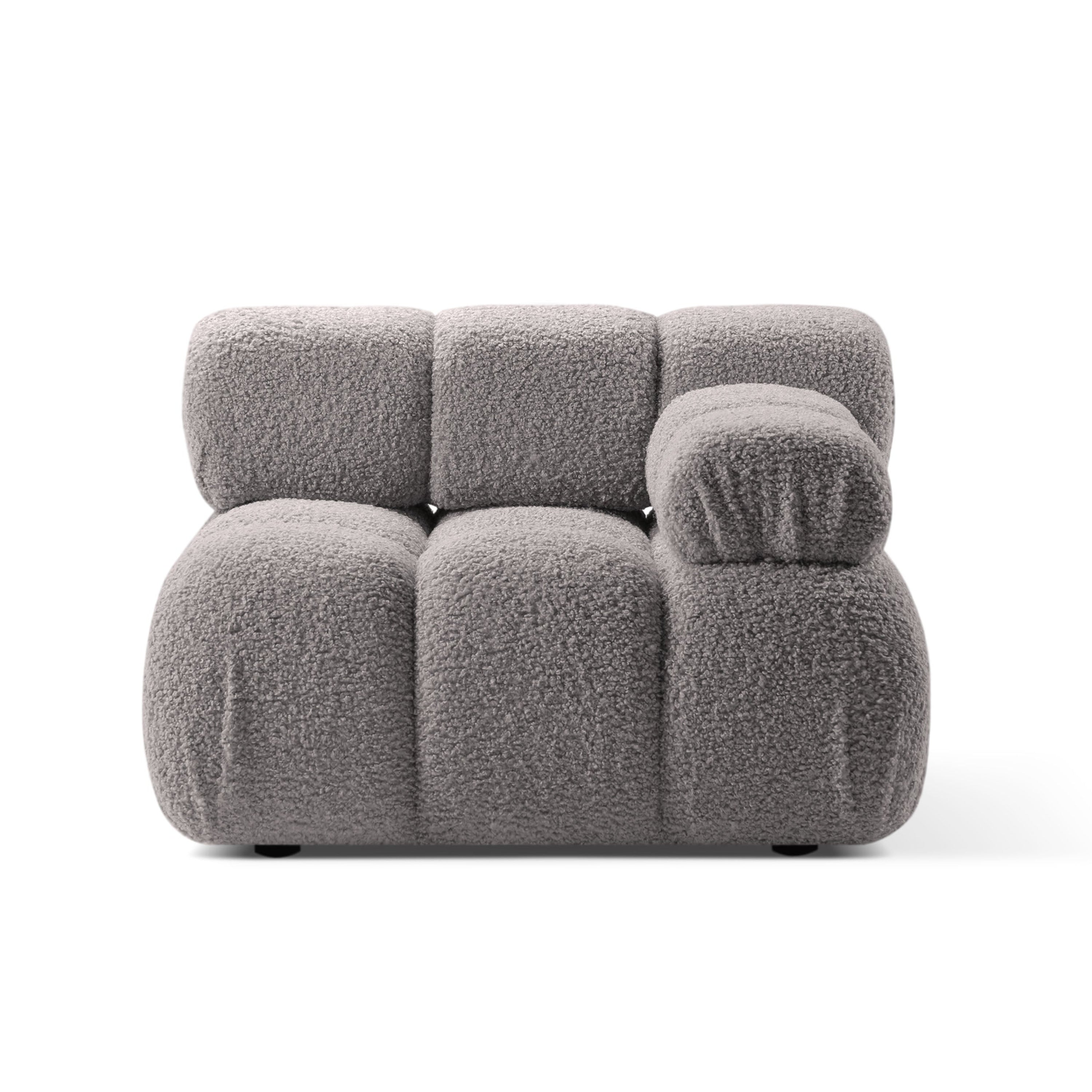 Sofa modułowa BELLIS - moduł prawostronny szary boucle