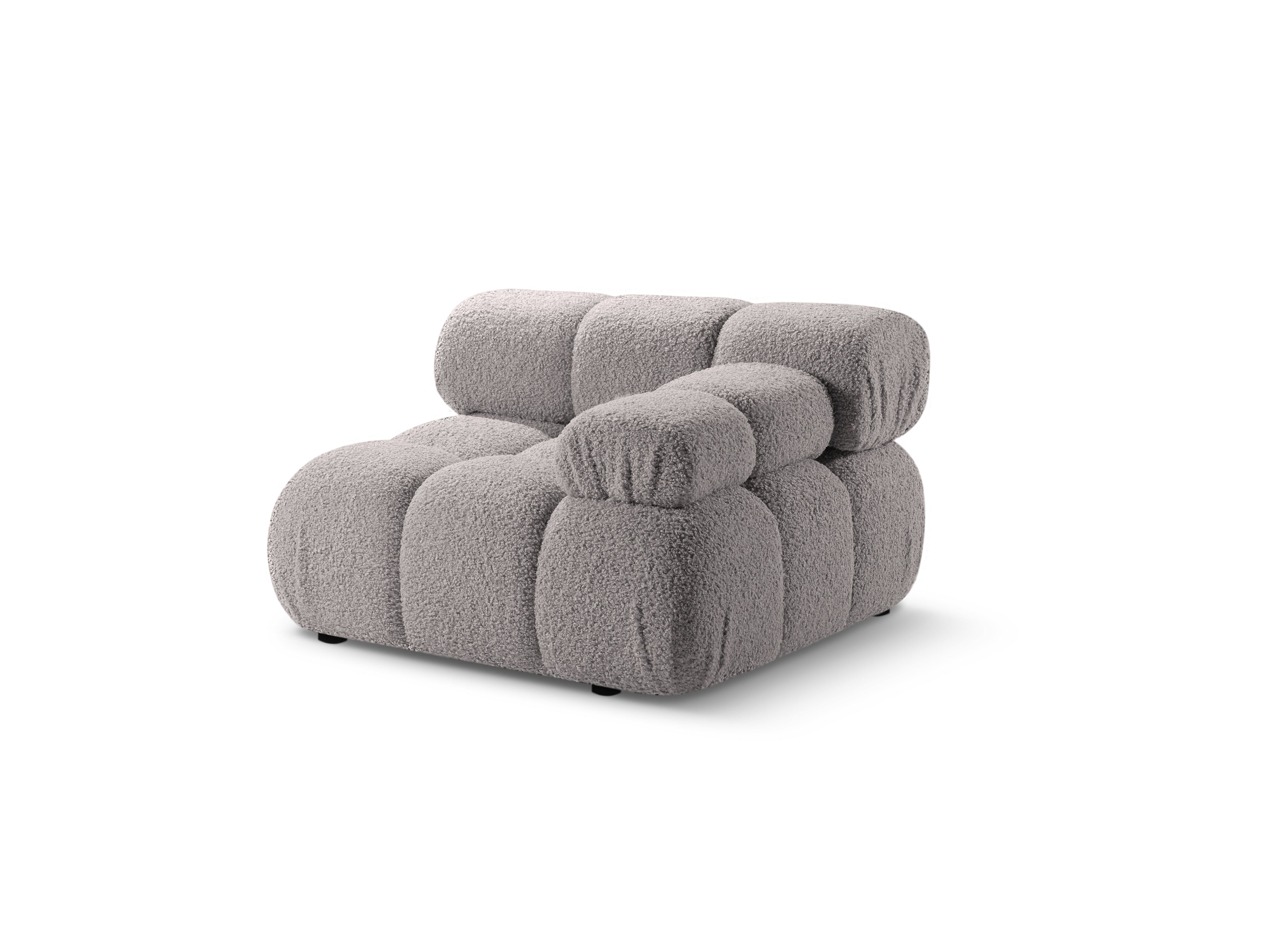 Sofa modułowa BELLIS - moduł prawostronny szary boucle