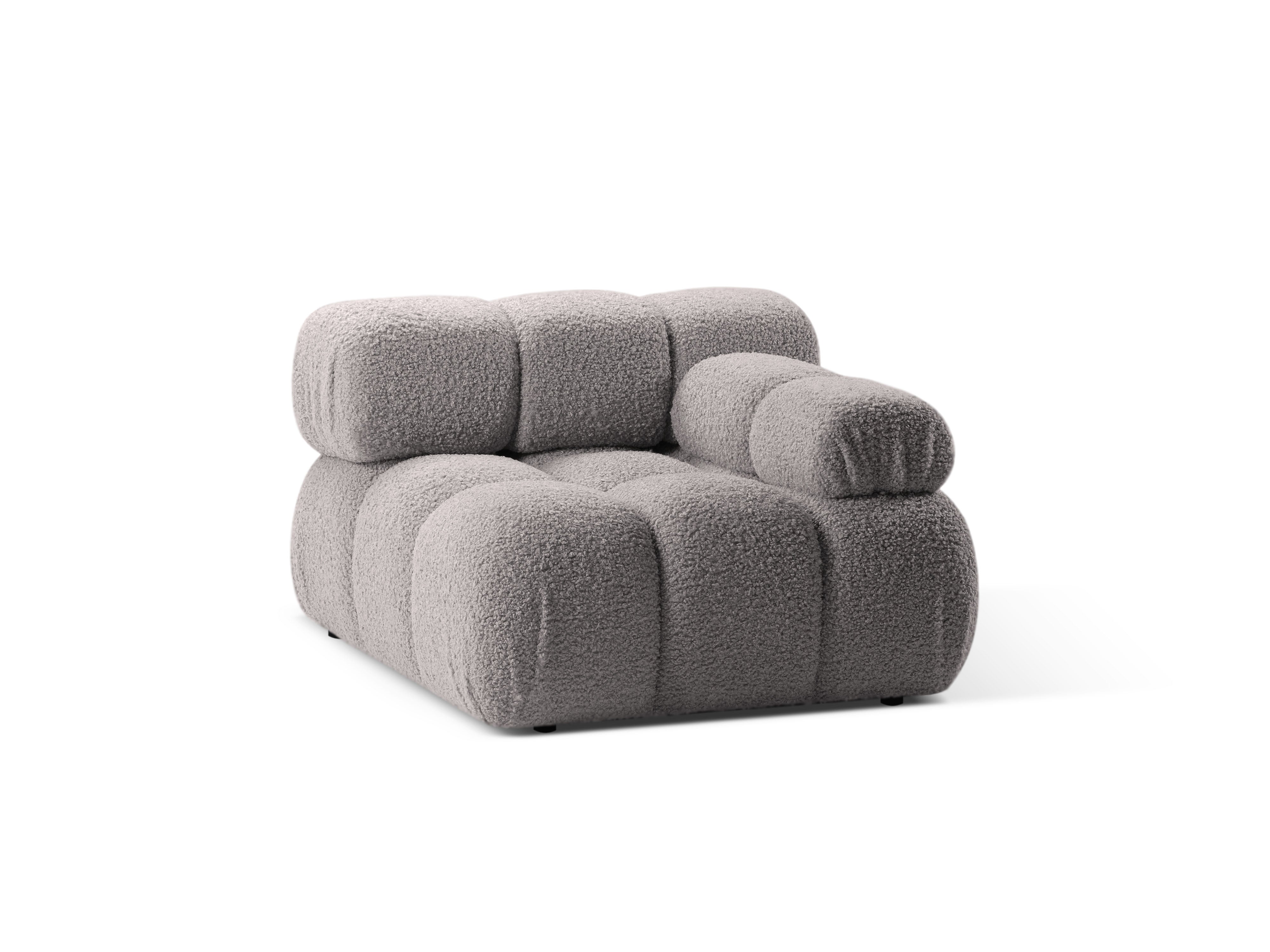 Sofa modułowa BELLIS - moduł prawostronny szary boucle