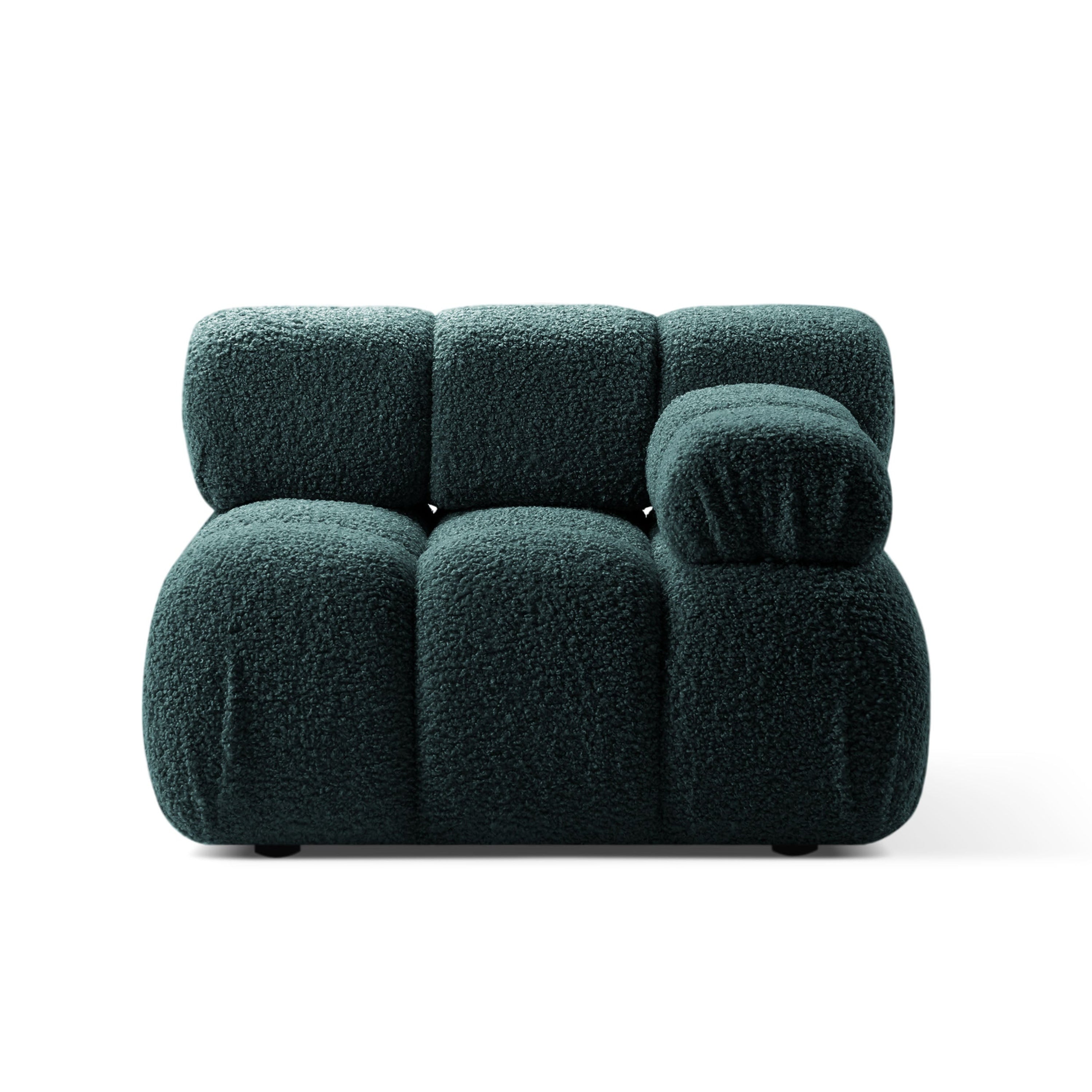 Sofa modułowa BELLIS - moduł prawostronny głęboki petrol boucle