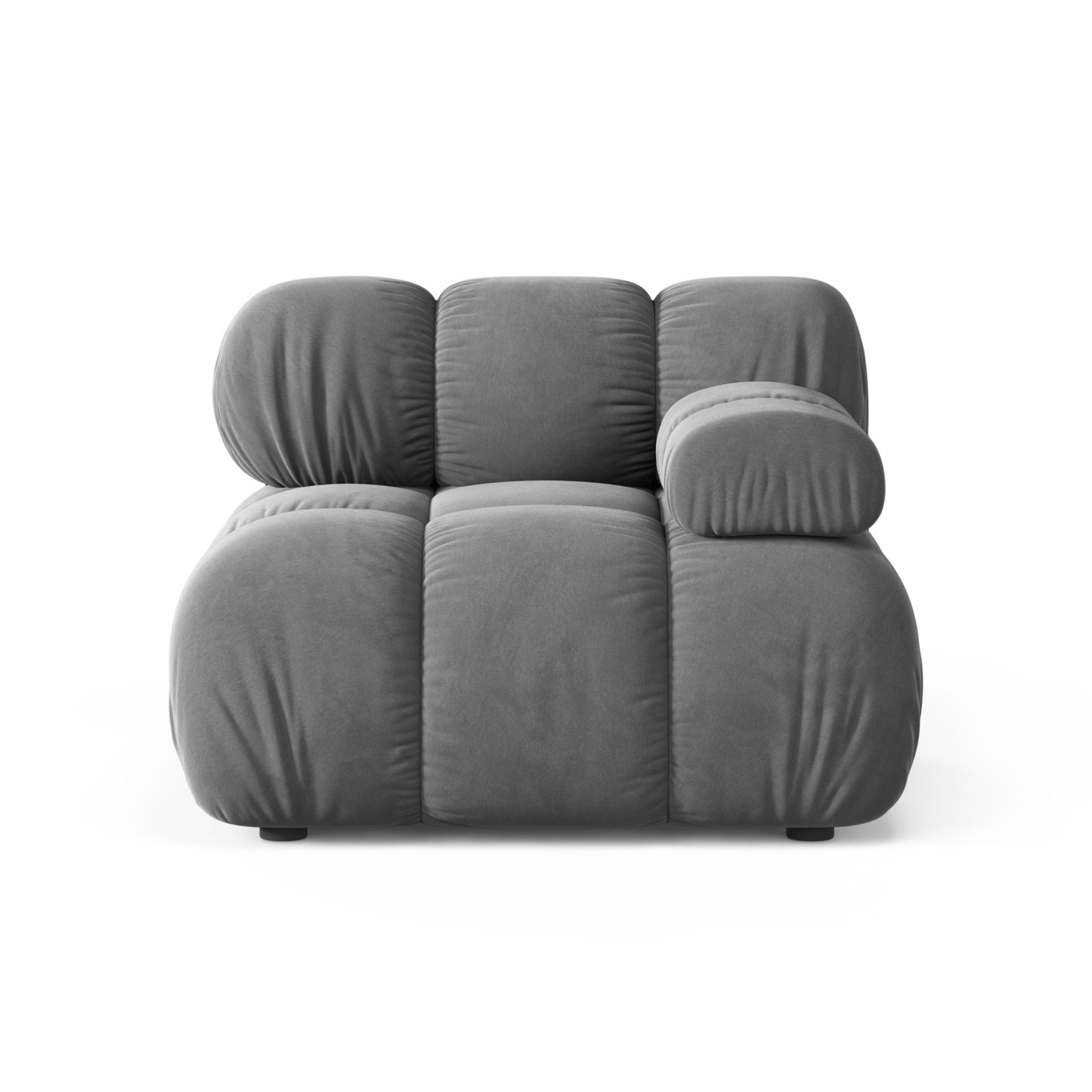 Sofa modułowa BELLIS - moduł prawostronny szary welur