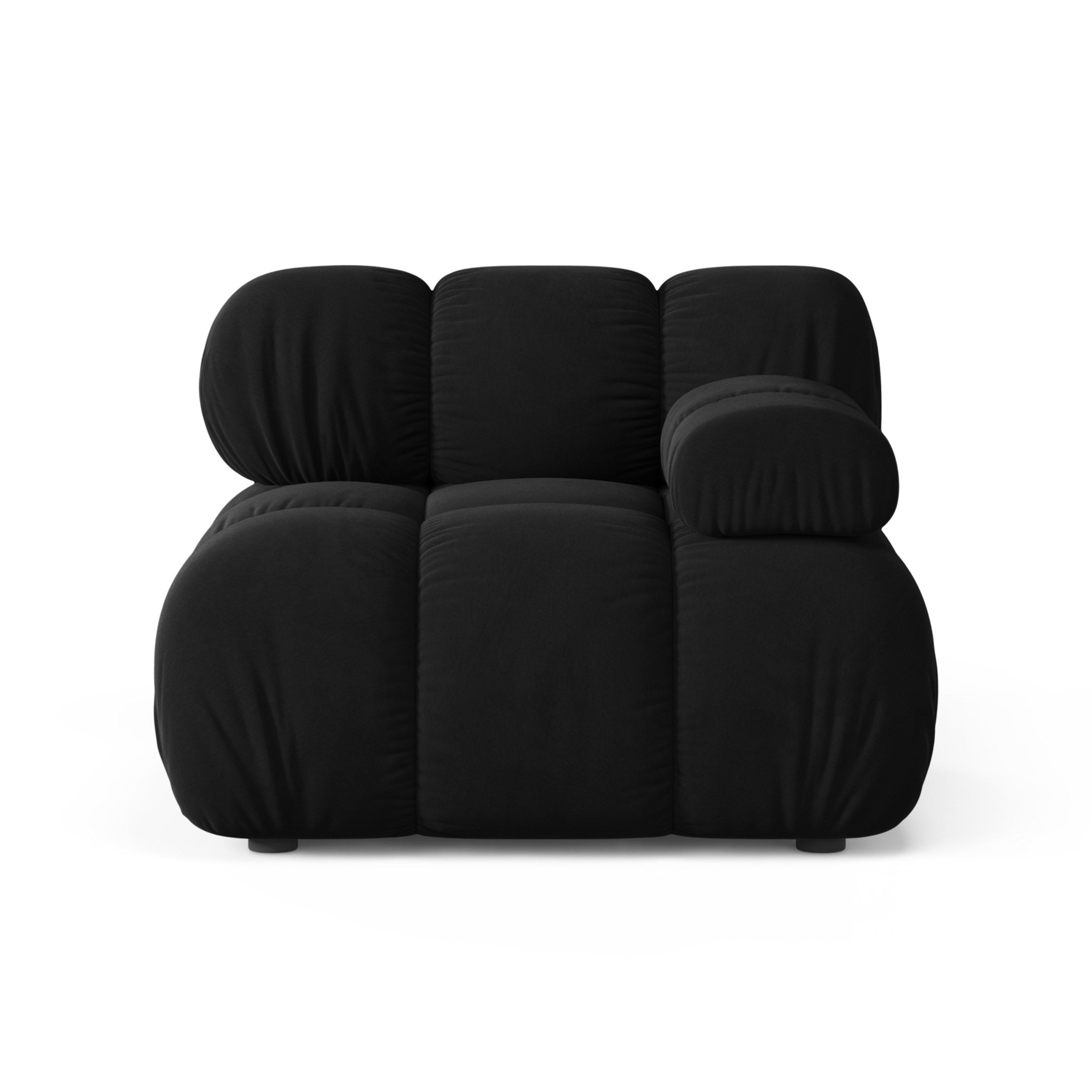 Sofa modułowa aksamitna BELLIS - moduł prawostronny czarny