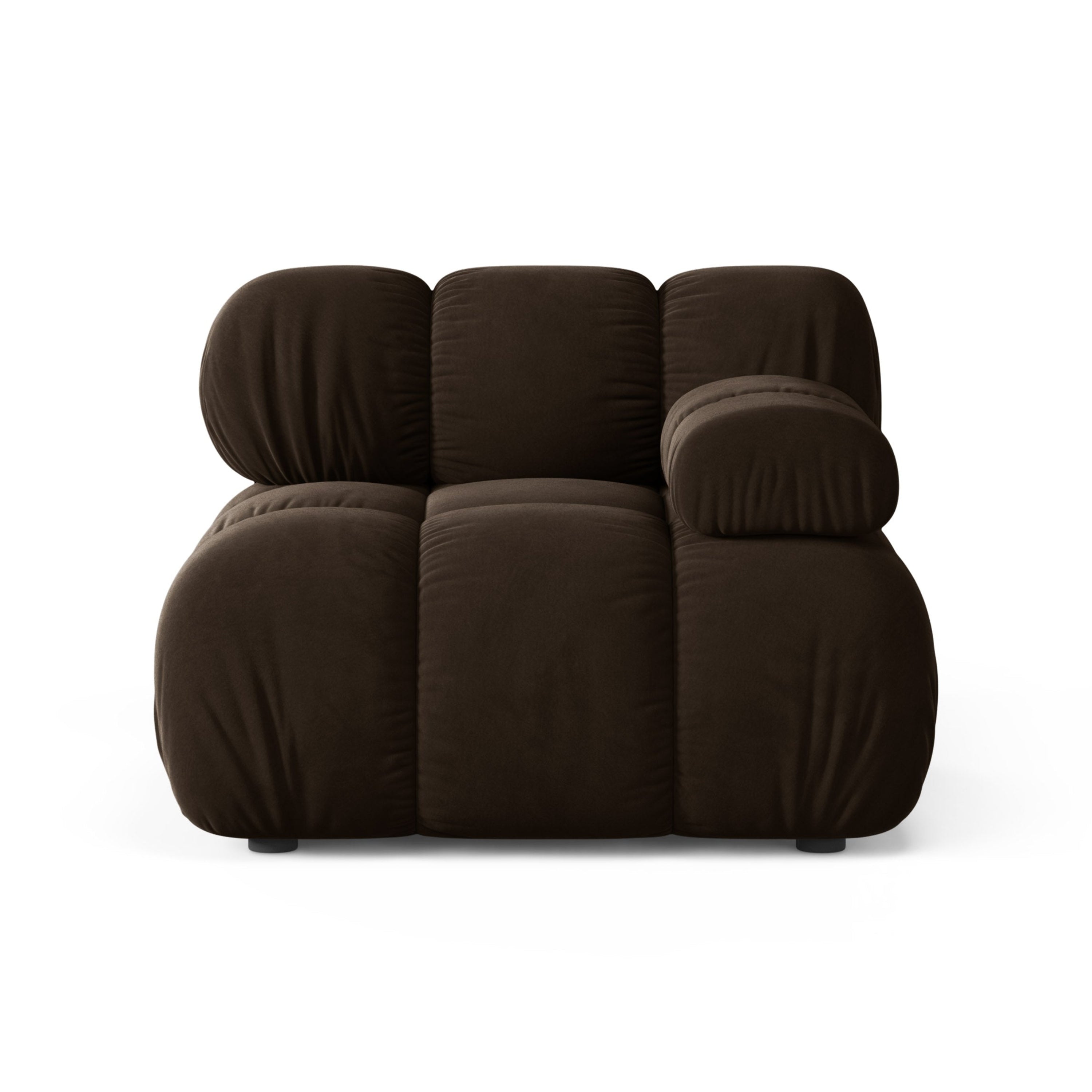 Sofa modułowa aksamitna BELLIS - moduł prawostronny czekoladowy