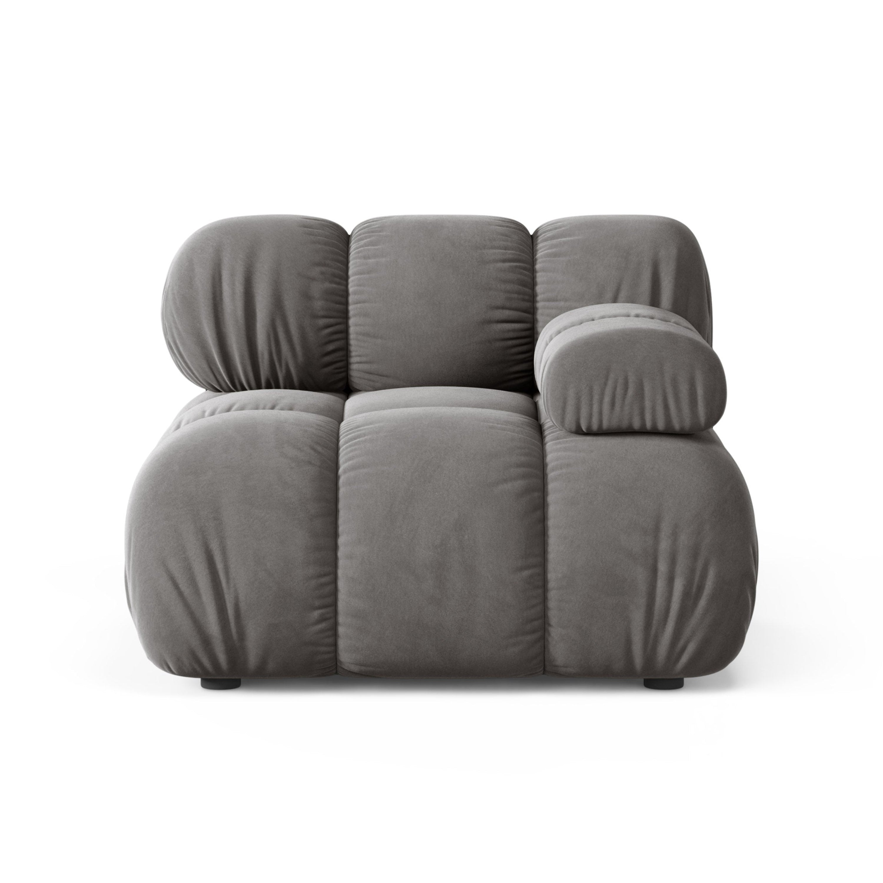 Sofa modułowa aksamitna BELLIS - moduł prawostronny szary