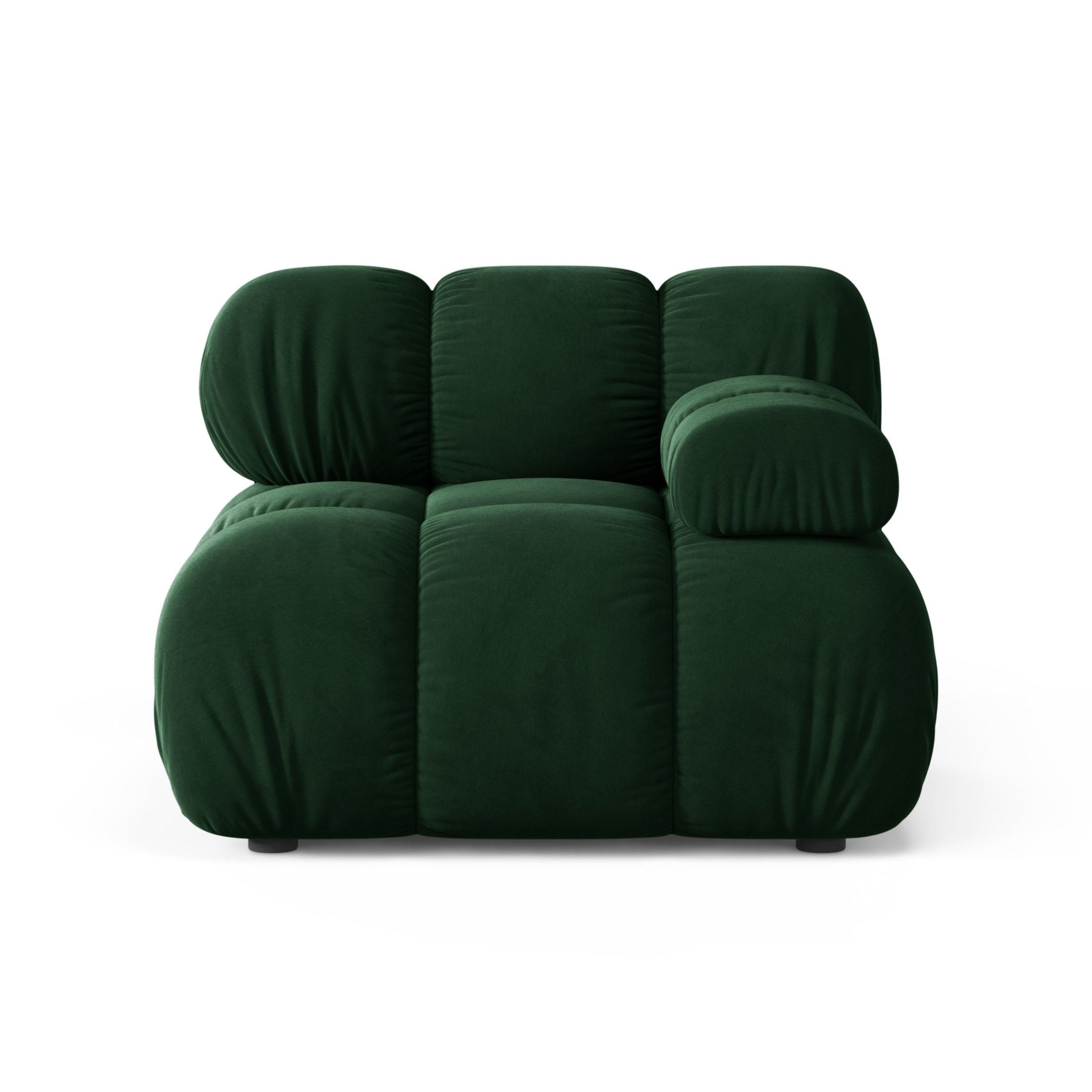 Sofa modułowa aksamitna BELLIS - moduł prawostronny butelkowy zielony