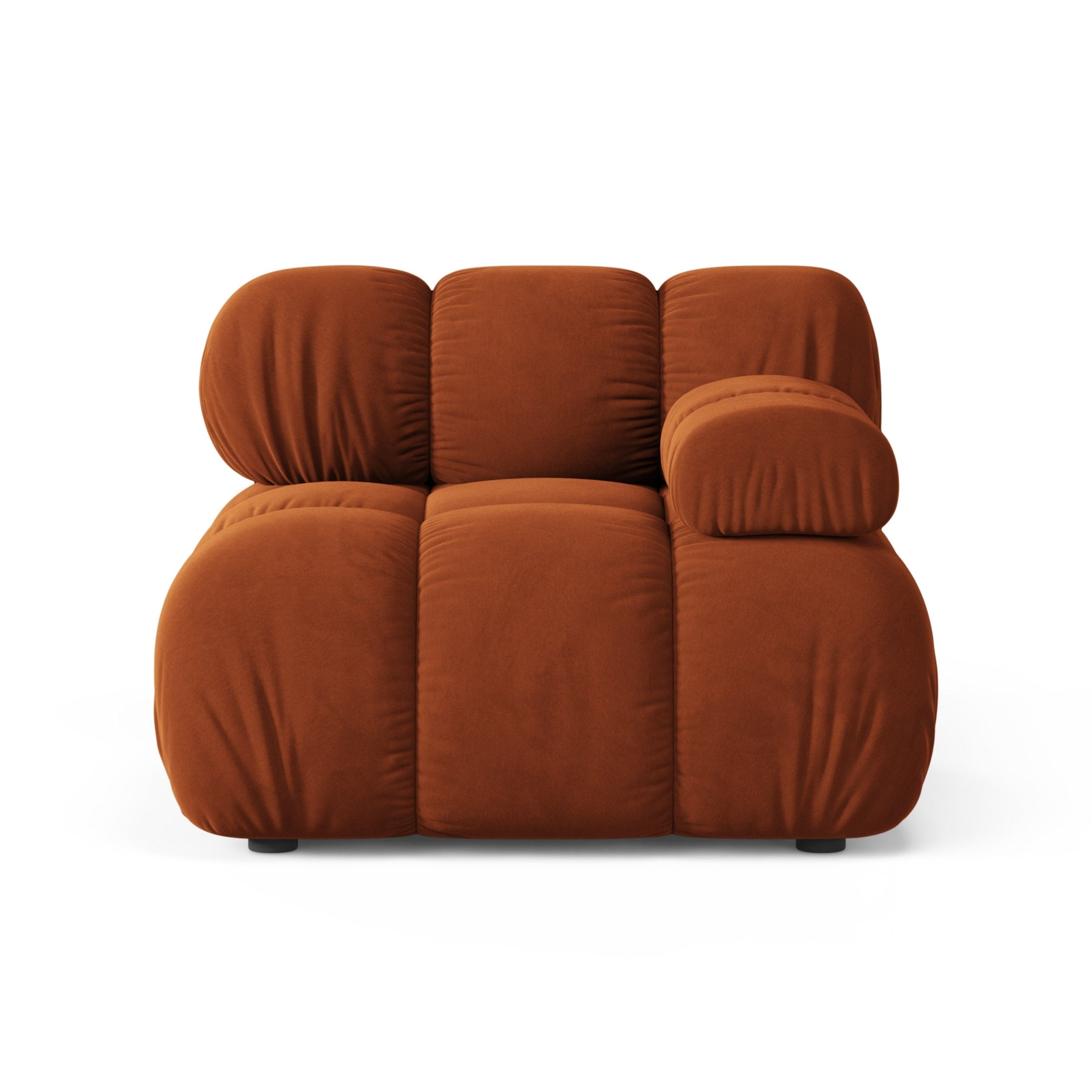 Sofa modułowa aksamitna BELLIS - moduł prawostronny ceglany