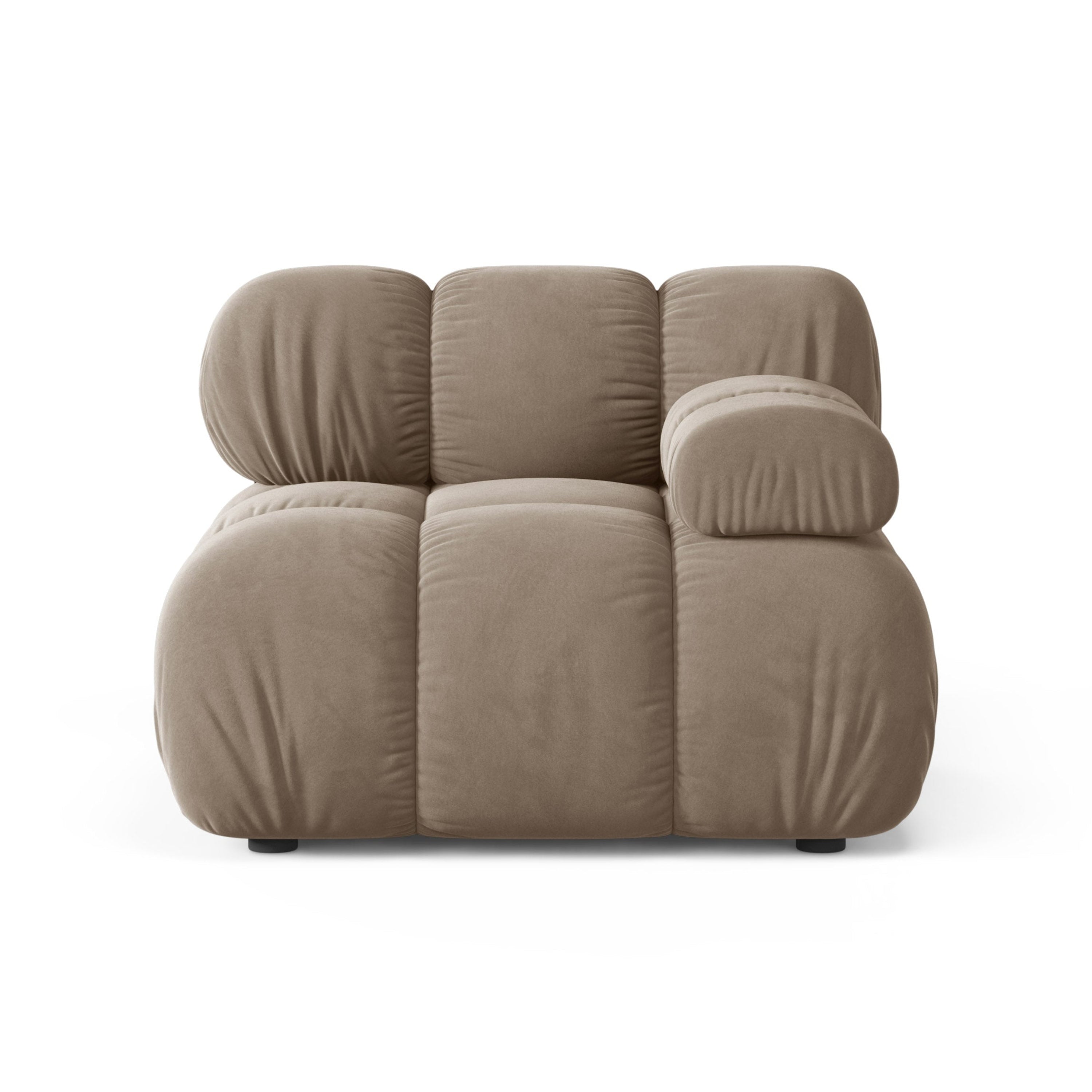 Sofa modułowa aksamitna BELLIS - moduł prawostronny cappuccino