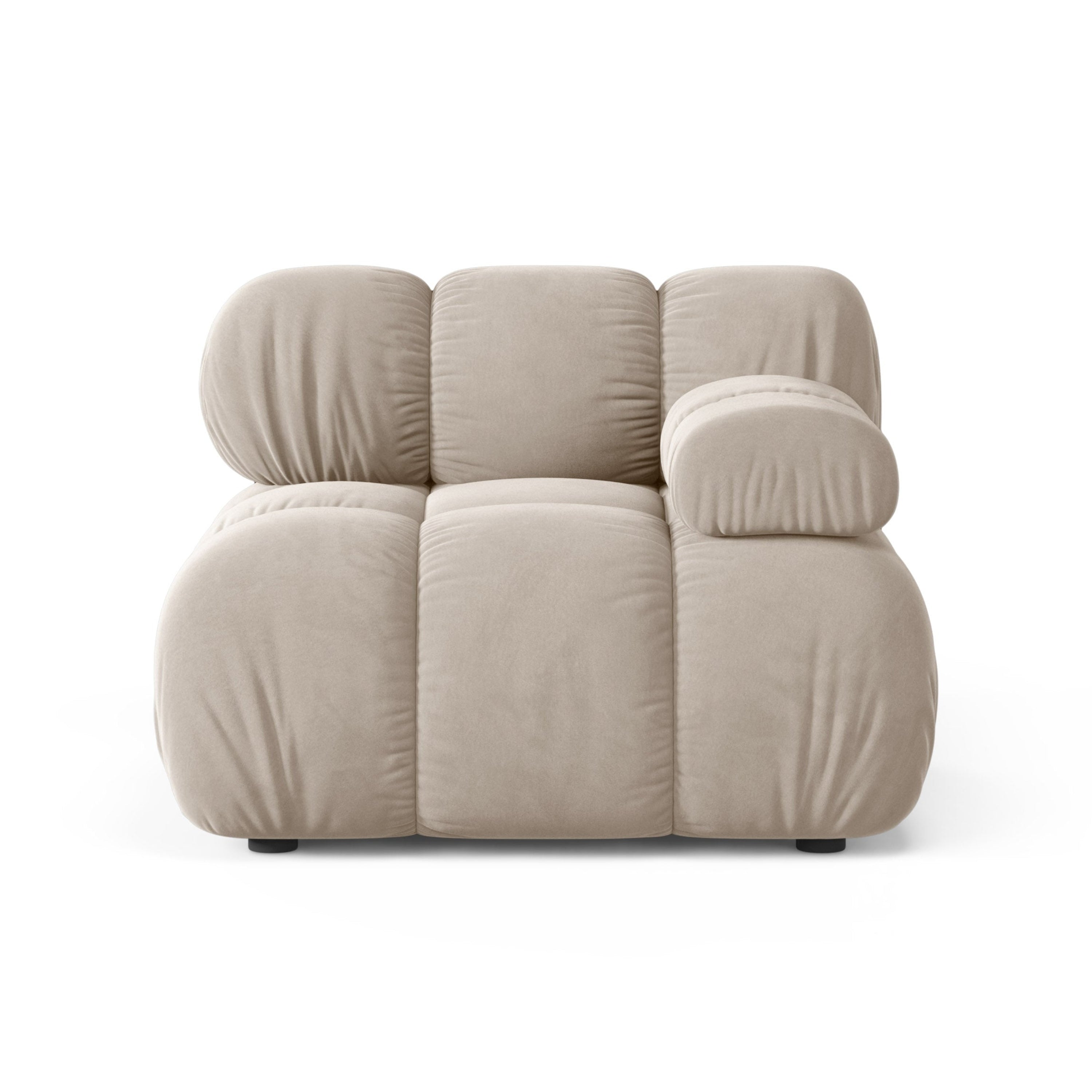 Sofa modułowa aksamitna BELLIS - moduł prawostronny beżowy