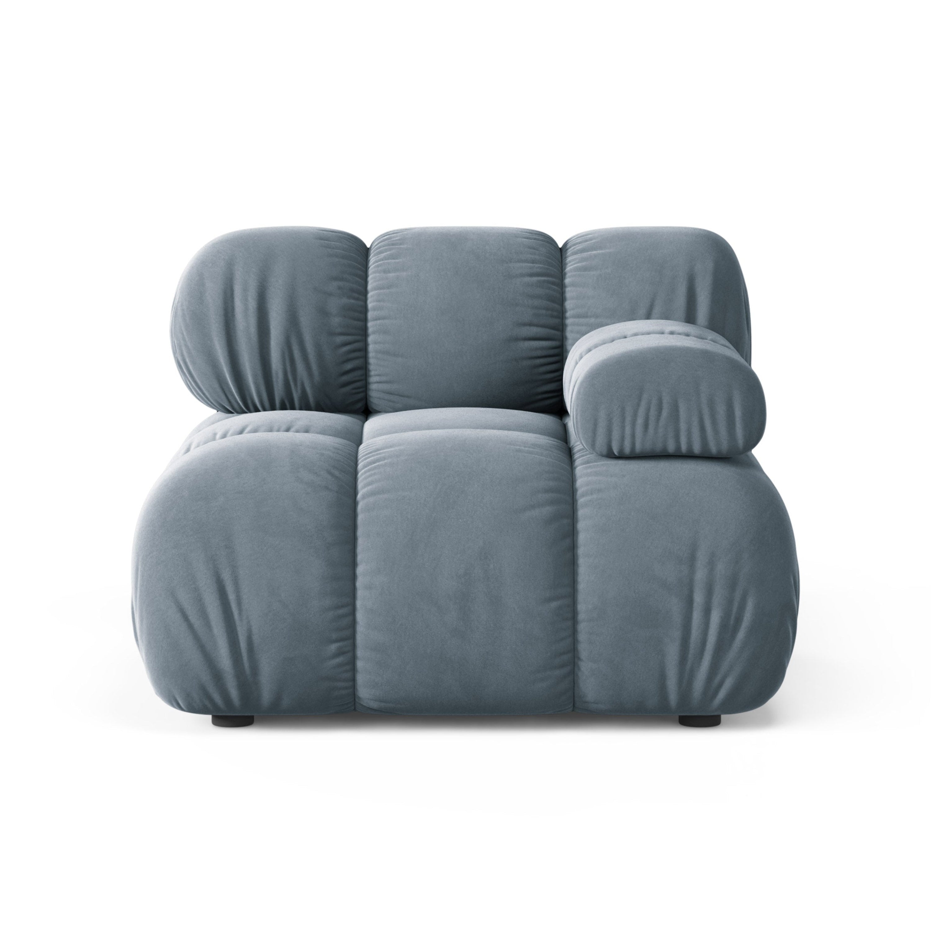 Sofa modułowa aksamitna BELLIS - moduł prawostronny niebieski
