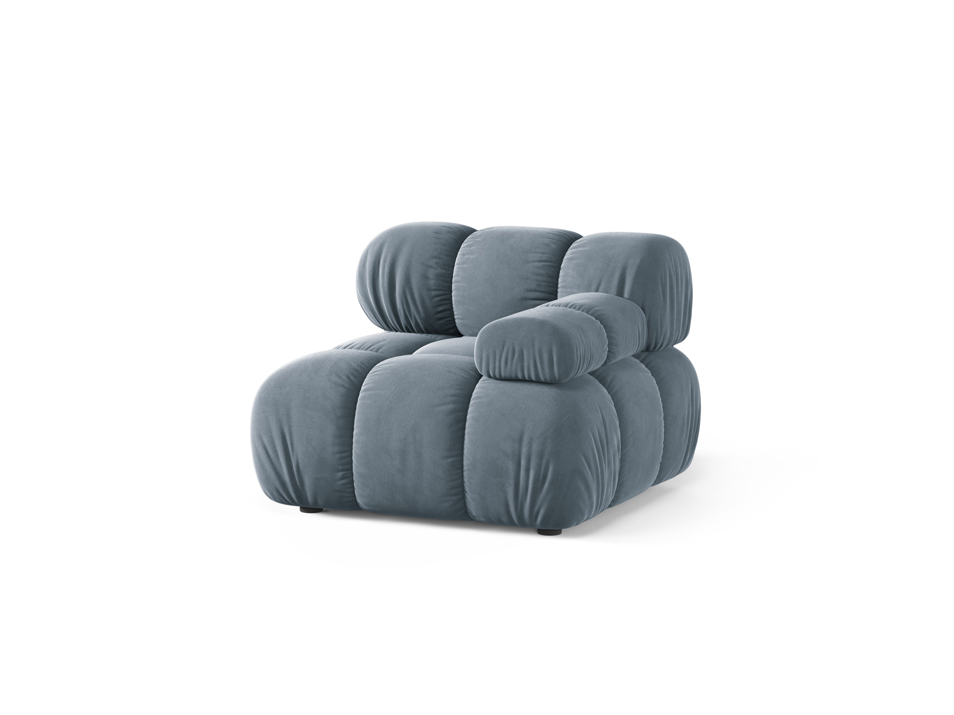 Sofa modułowa aksamitna BELLIS - moduł prawostronny niebieski