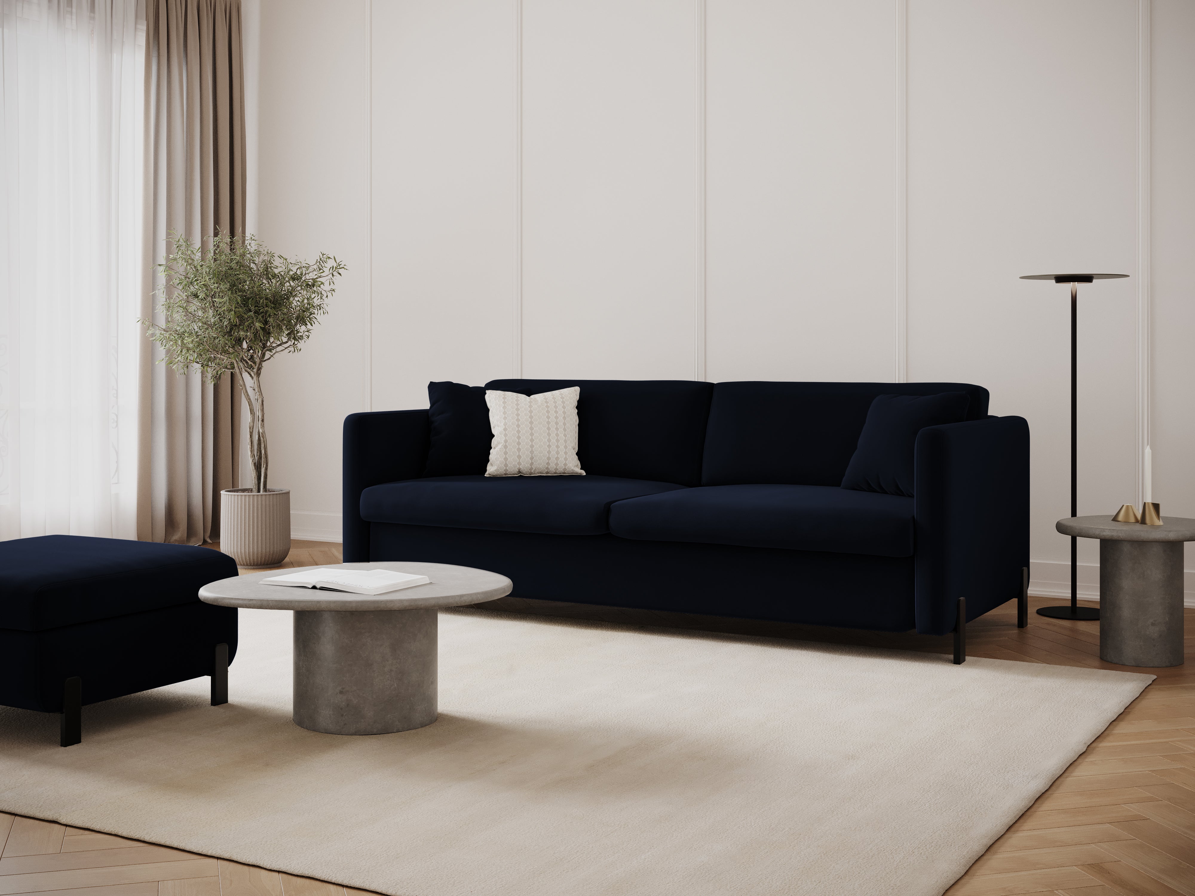 Sofa aksamitna 2-osobowa z funkcją spania GLORIA granat królewski