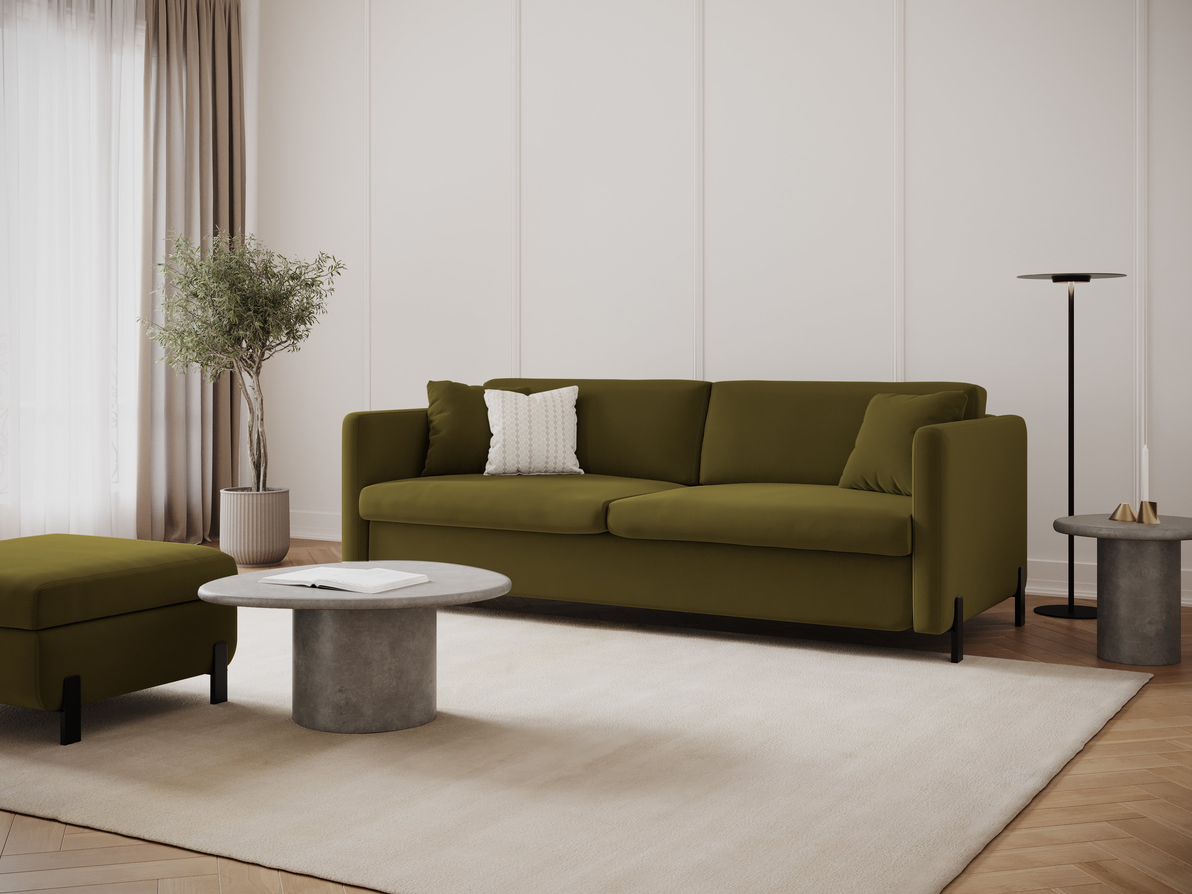 Sofa aksamitna 2-osobowa z funkcją spania GLORIA zielony