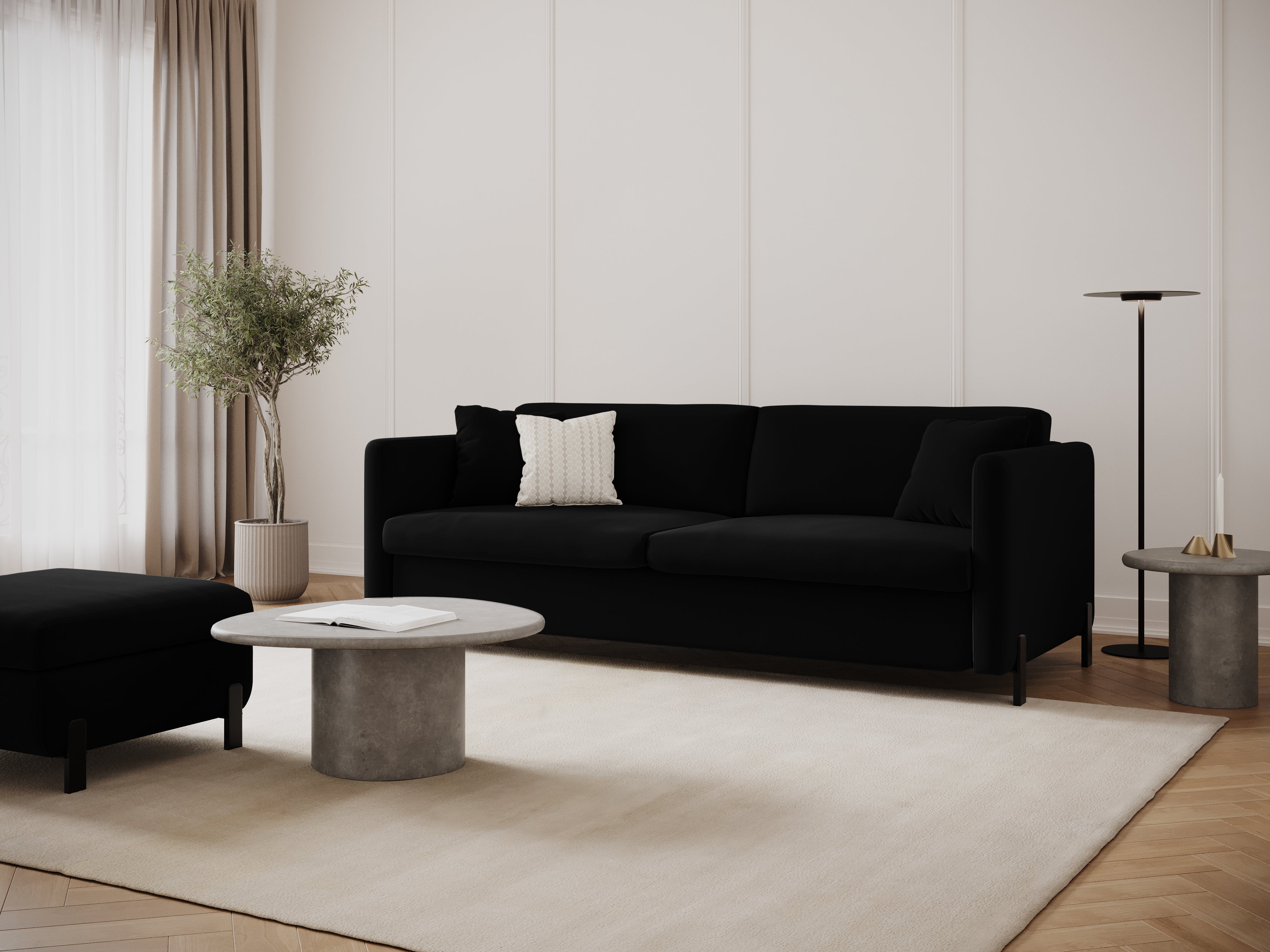 Sofa aksamitna 2-osobowa z funkcją spania GLORIA czarny
