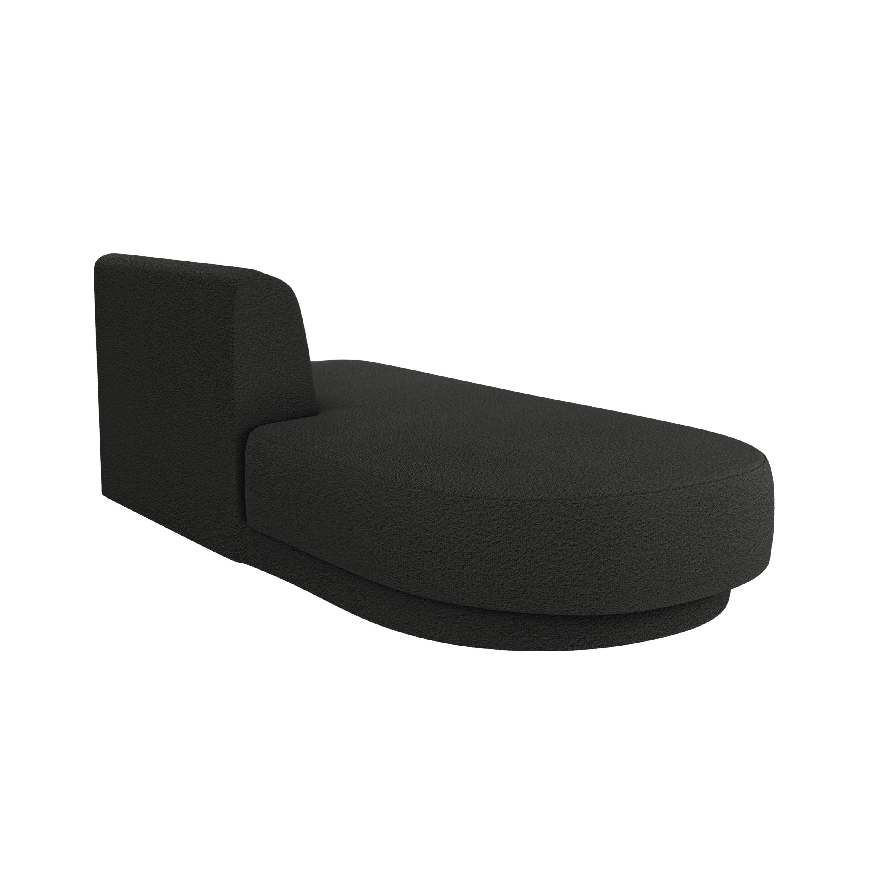 Left-facing 2-seater chaise longue MILEY black boucle
