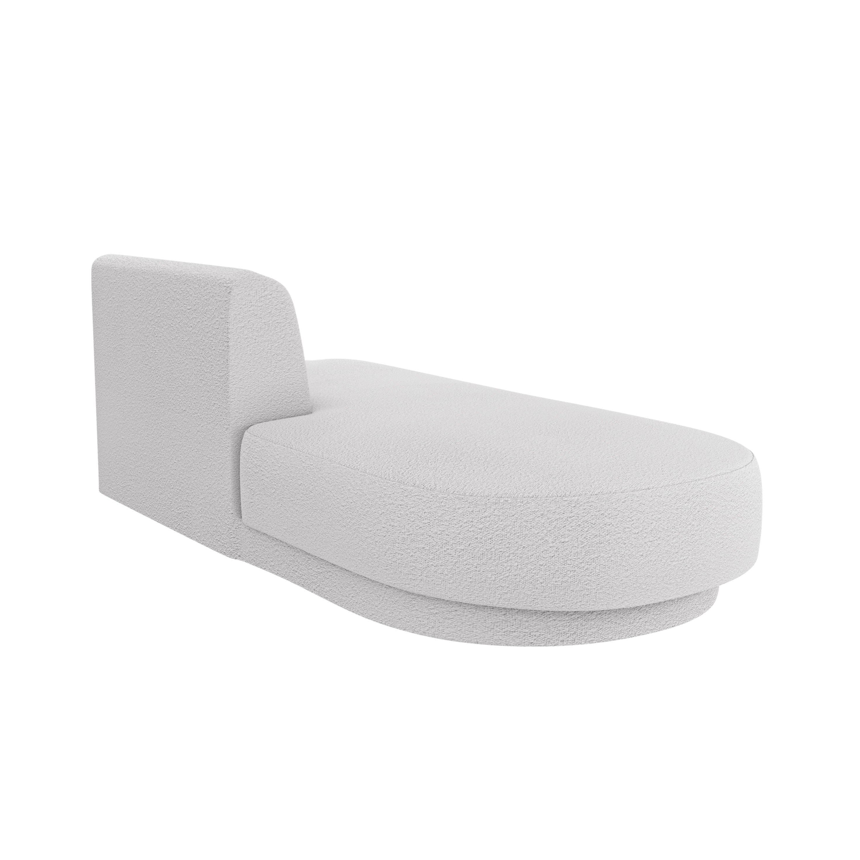 Left-facing 2-seater chaise longue MILEY light gray boucle