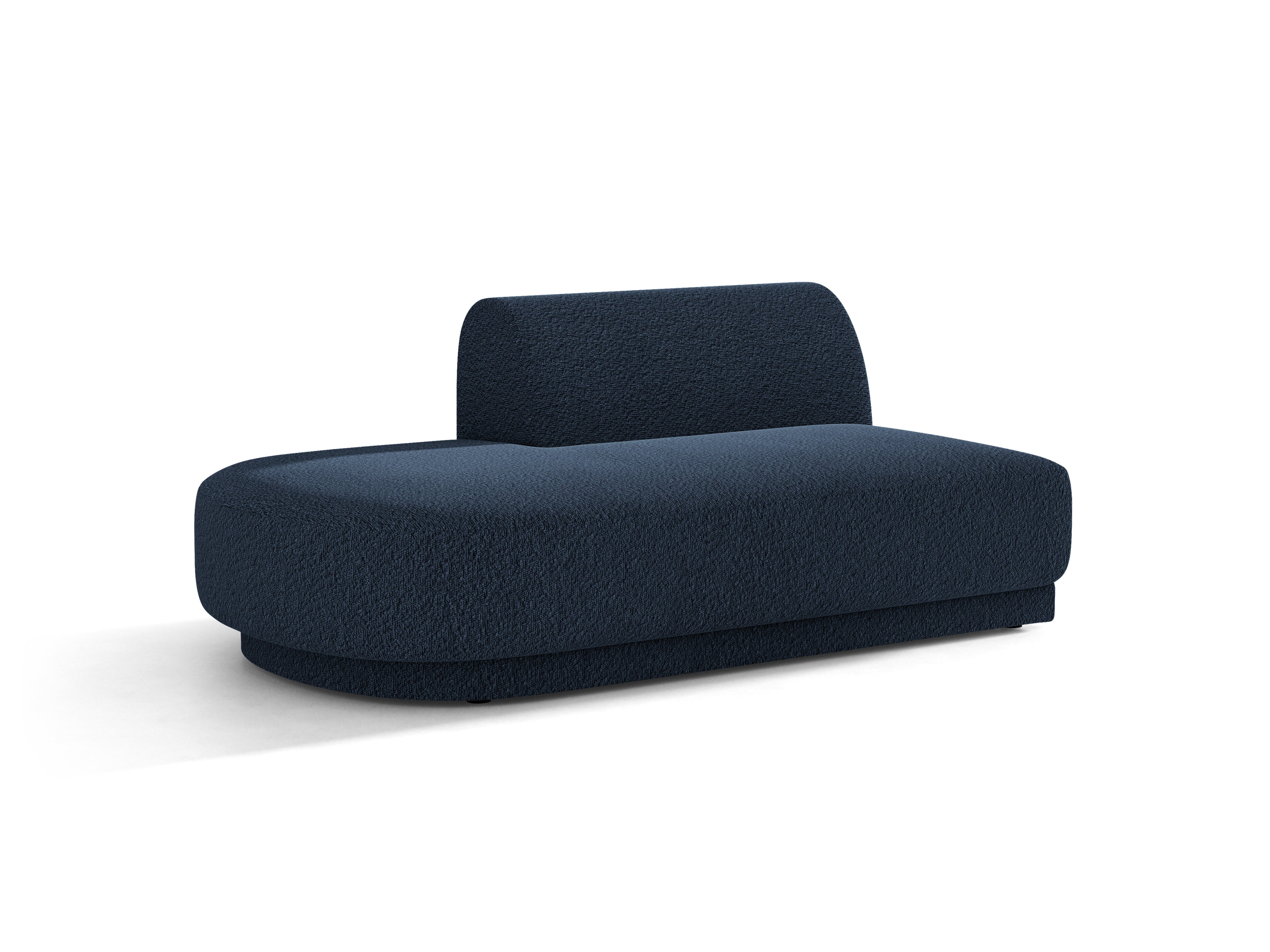 Szezlong 2-osobowy lewostronny MILEY ciemnoniebieski boucle – tkanina bouclé