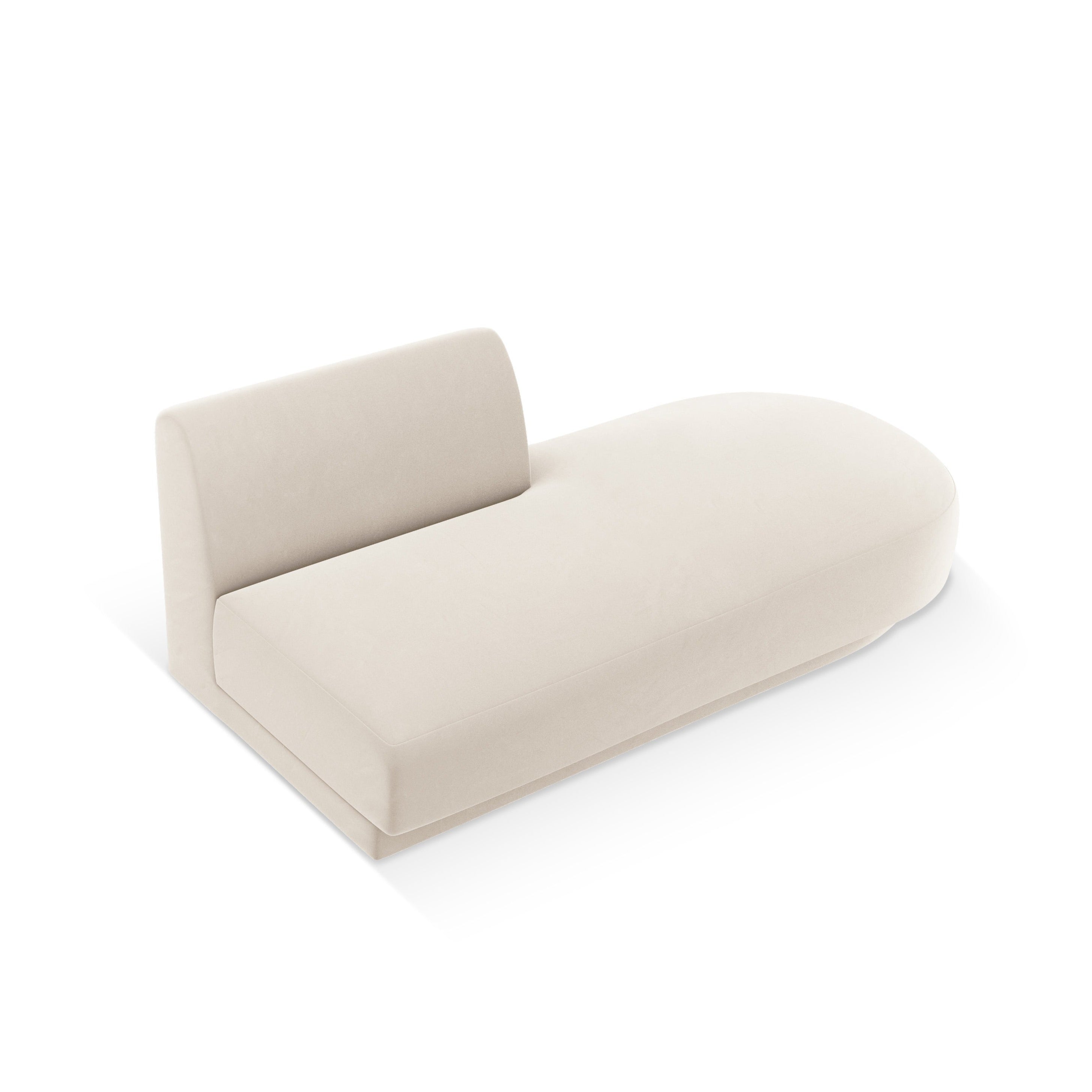 Right-facing velvet 2-seater chaise longue MILEY light beige