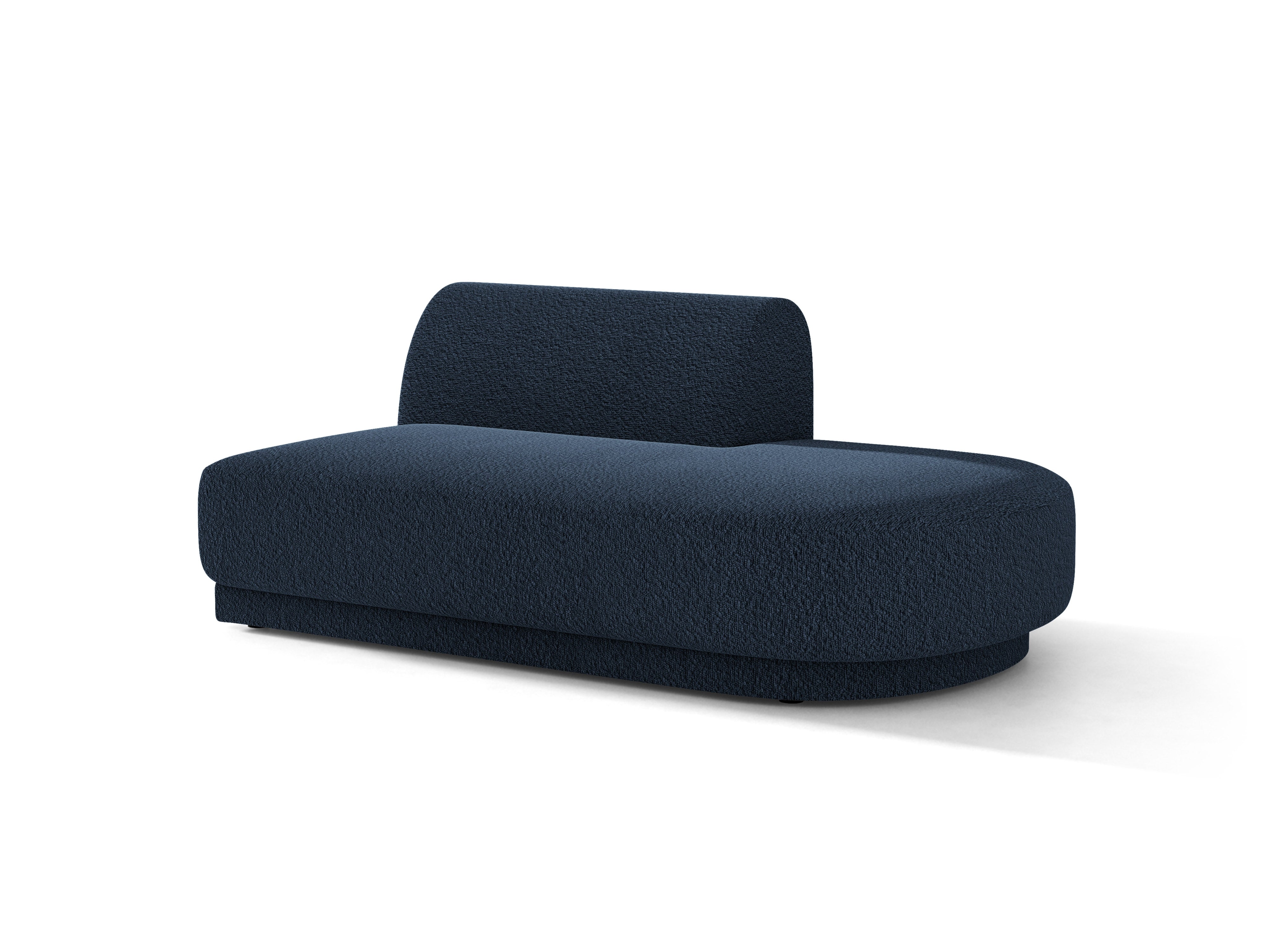 Szezlong 2-osobowy prawostronny MILEY ciemnoniebieski boucle – tkanina bouclé