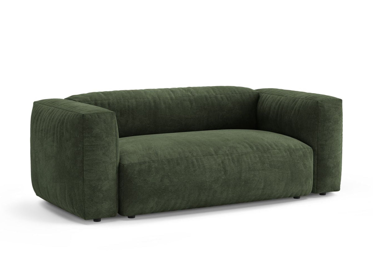 Sofa aksamitna 2-osobowa MARTINA zielony – ujęcie boczne