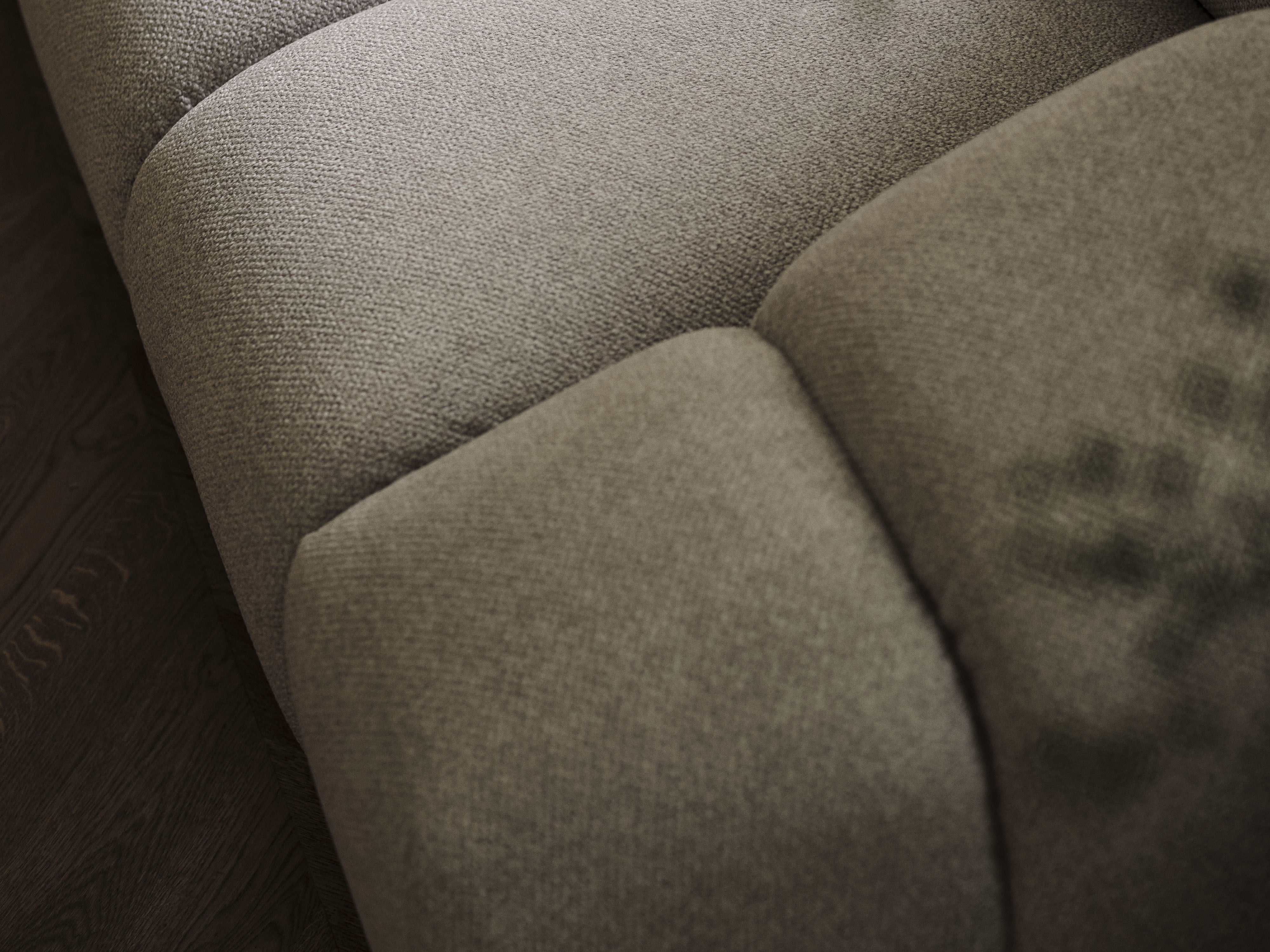 Samtrechter Ecke Sofa, "Diana", 4 Sitze, Graubraun, 334x182x72
In Europa gemacht