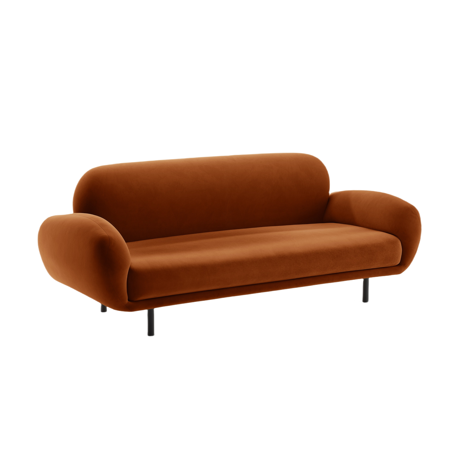 Sofa aksamitna 2,5-osobowa POPPY terracotta
