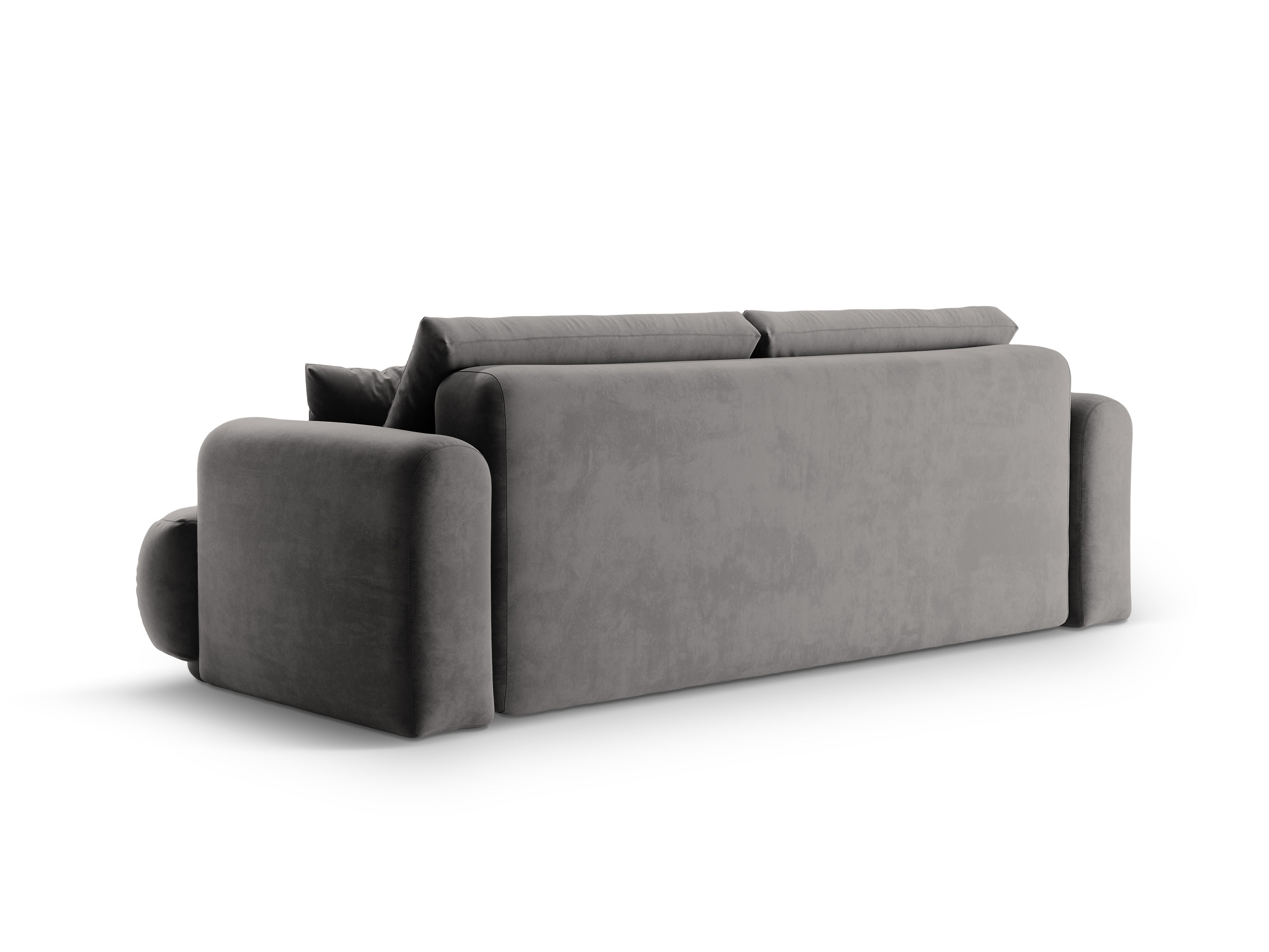 Sofa aksamitna z funkcją spania ELLA szary
