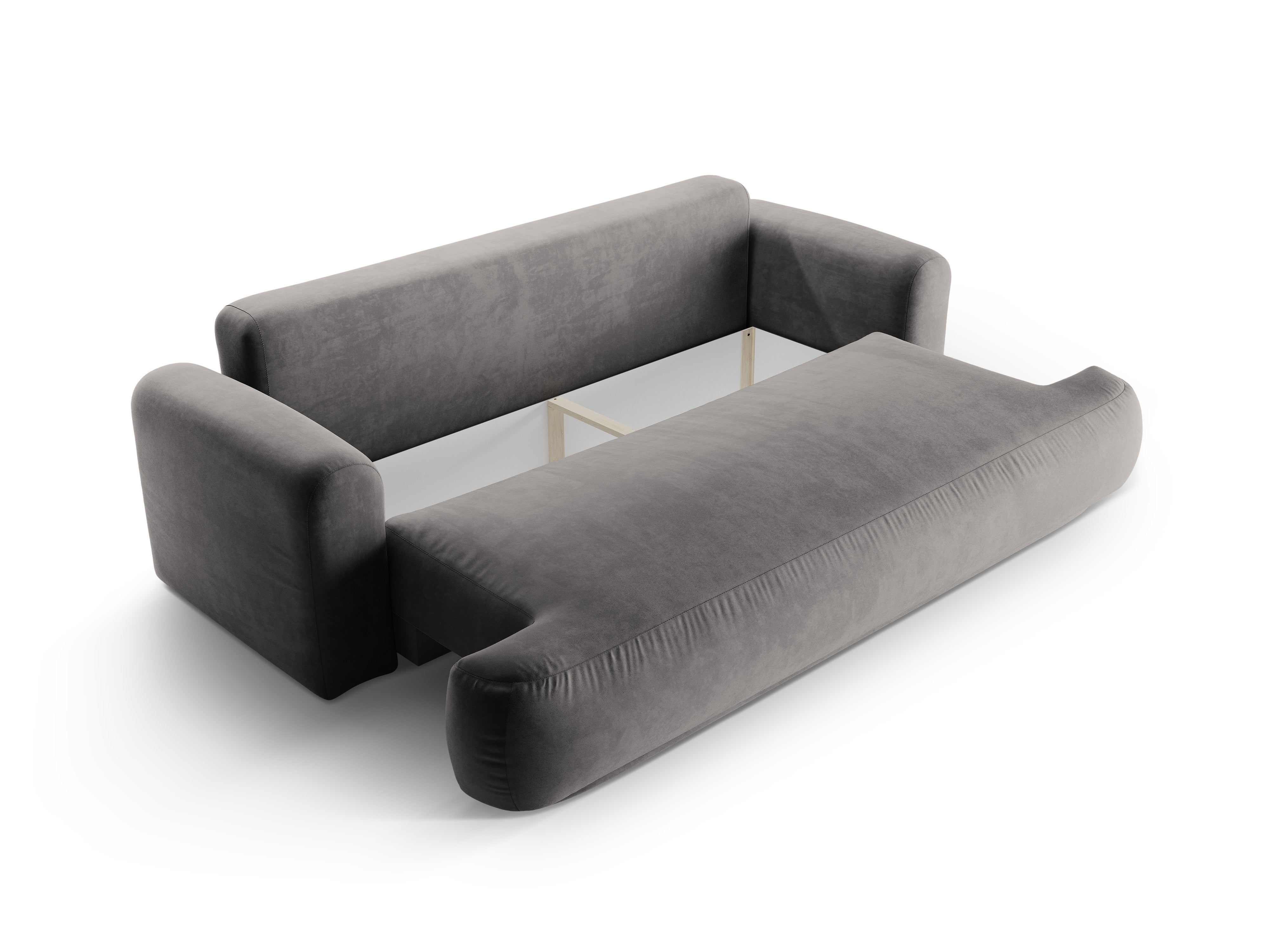 Sofa aksamitna z funkcją spania ELLA szary