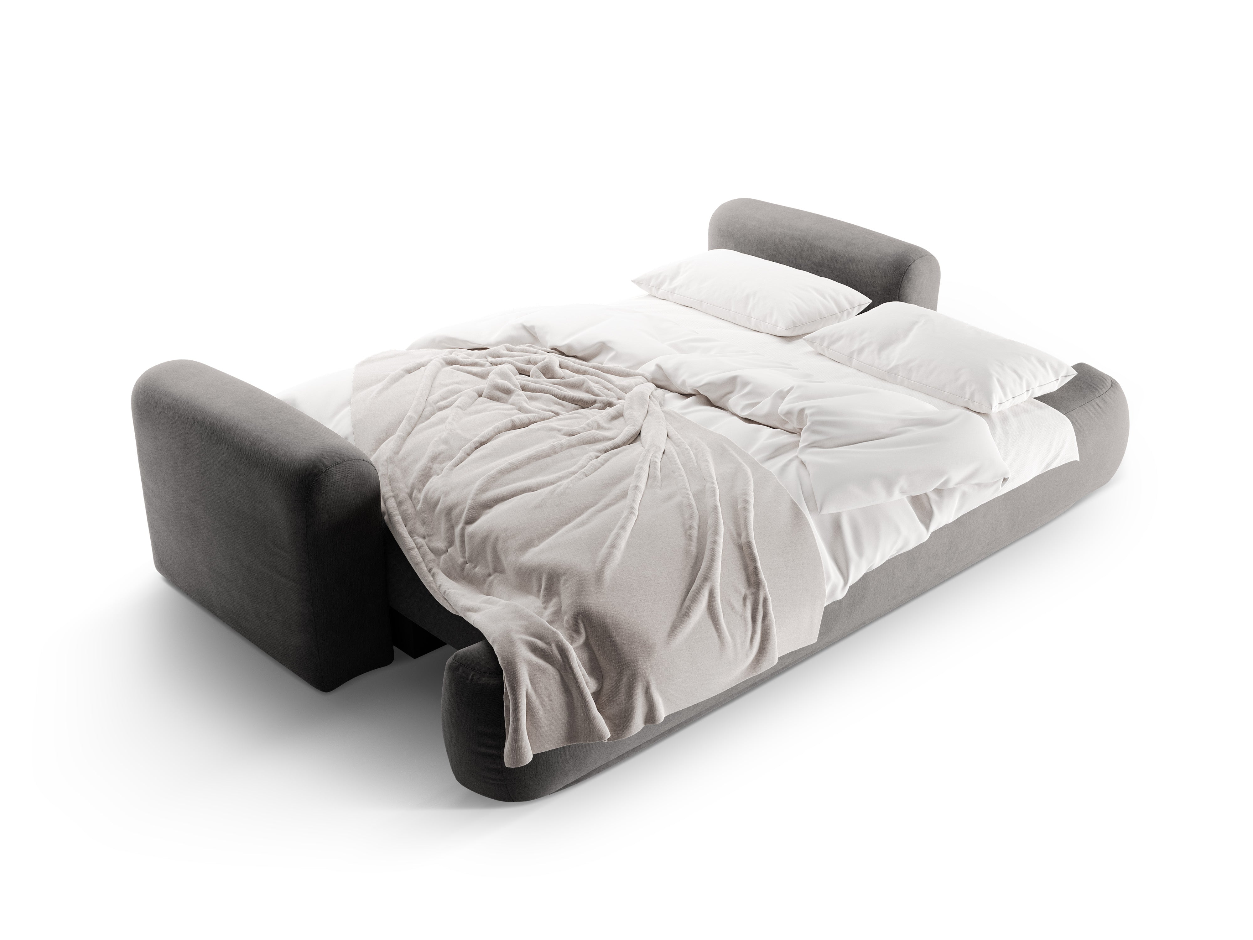 Sofa aksamitna z funkcją spania ELLA szary