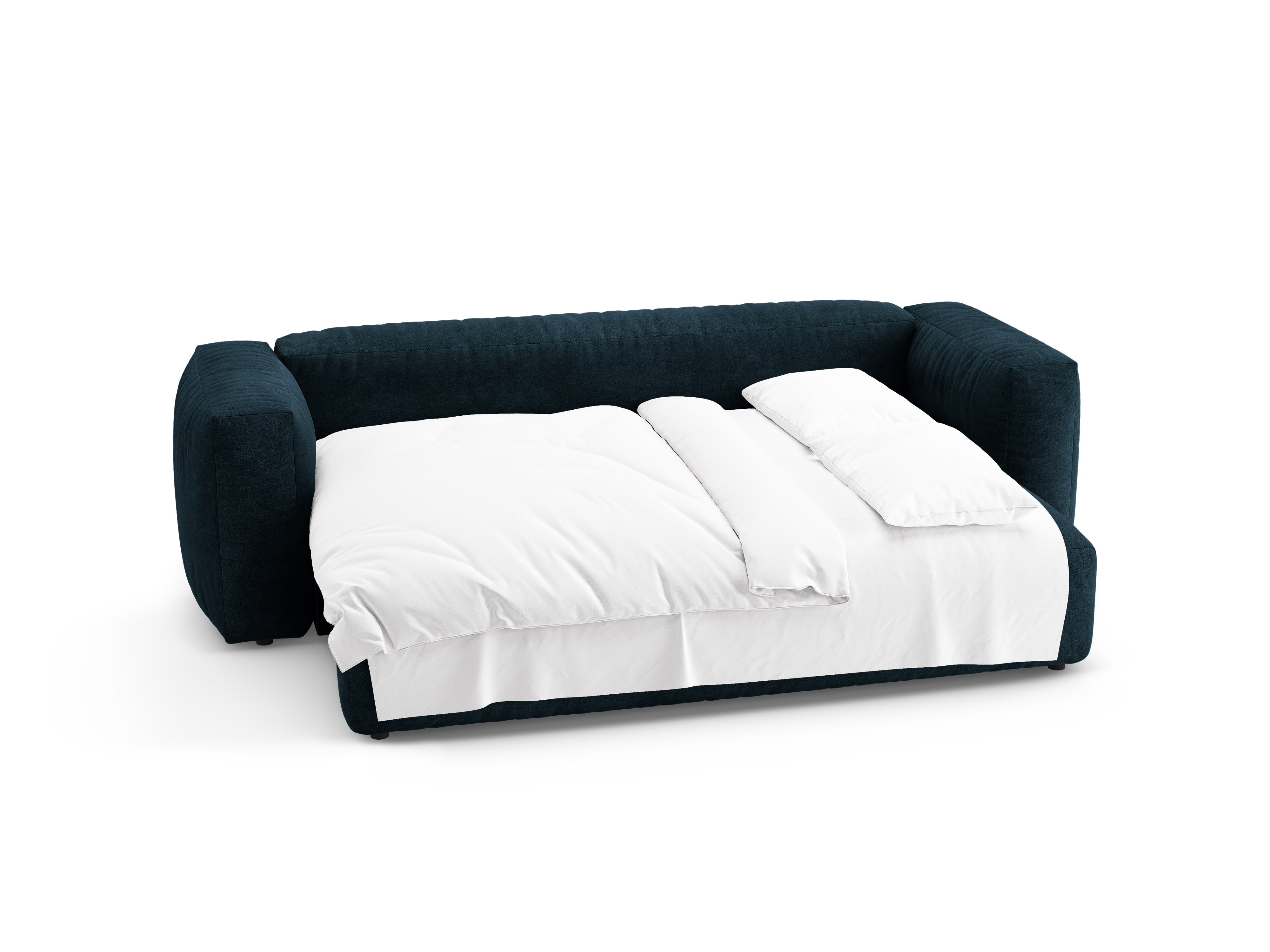 Sofa aksamitna 3-osobowa z funkcją spania MARTINA głęboki petrol