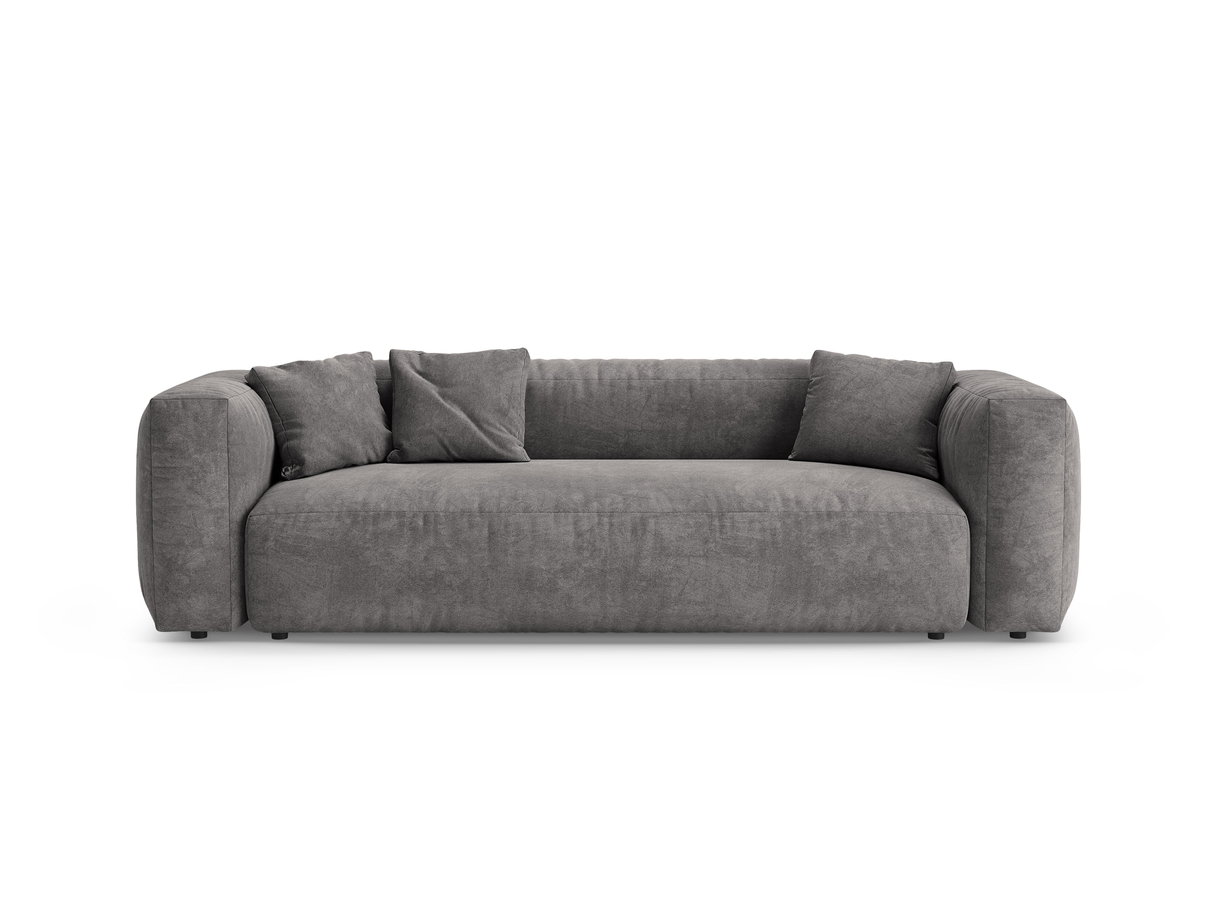 Sofa aksamitna 3-osobowa z funkcją spania MARTINA szary