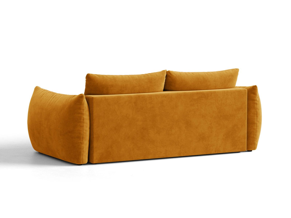 Sofa aksamitna 3-osobowa z funkcją spania BLOOM żółty – ujęcie 4