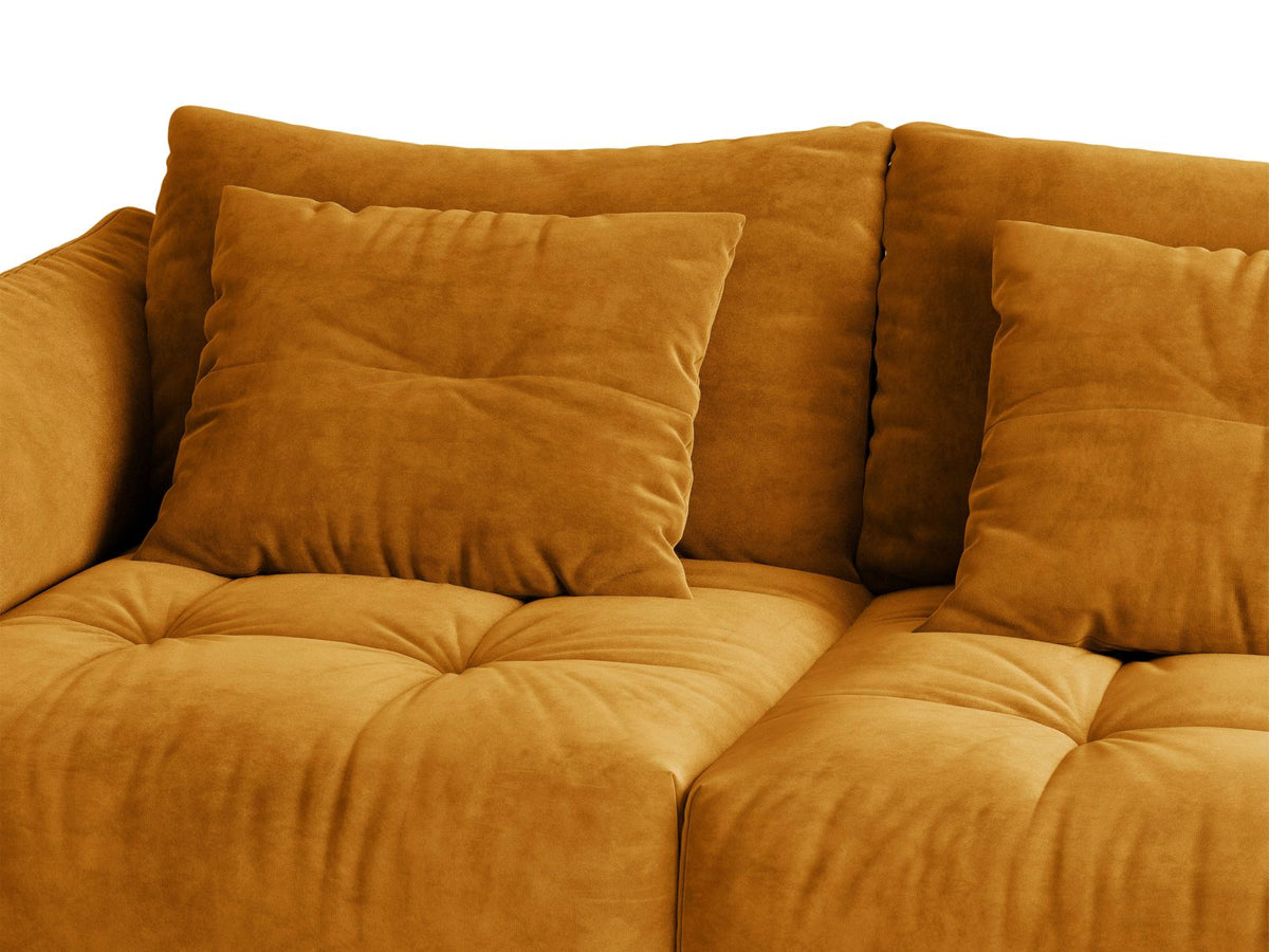 Sofa aksamitna 3-osobowa z funkcją spania BLOOM żółty – ujęcie 7