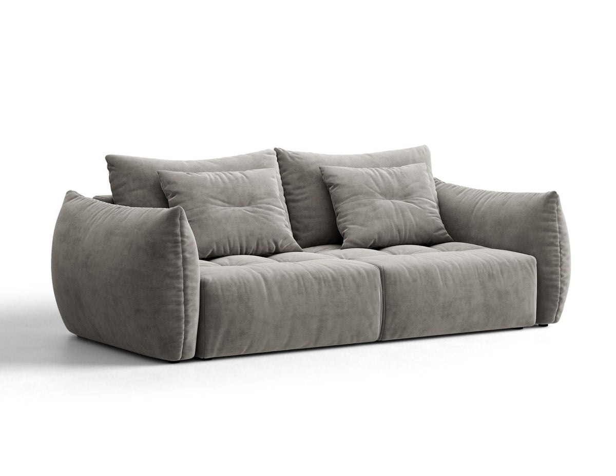 Sofa aksamitna 3-osobowa z funkcją spania BLOOM szary – ujęcie 2