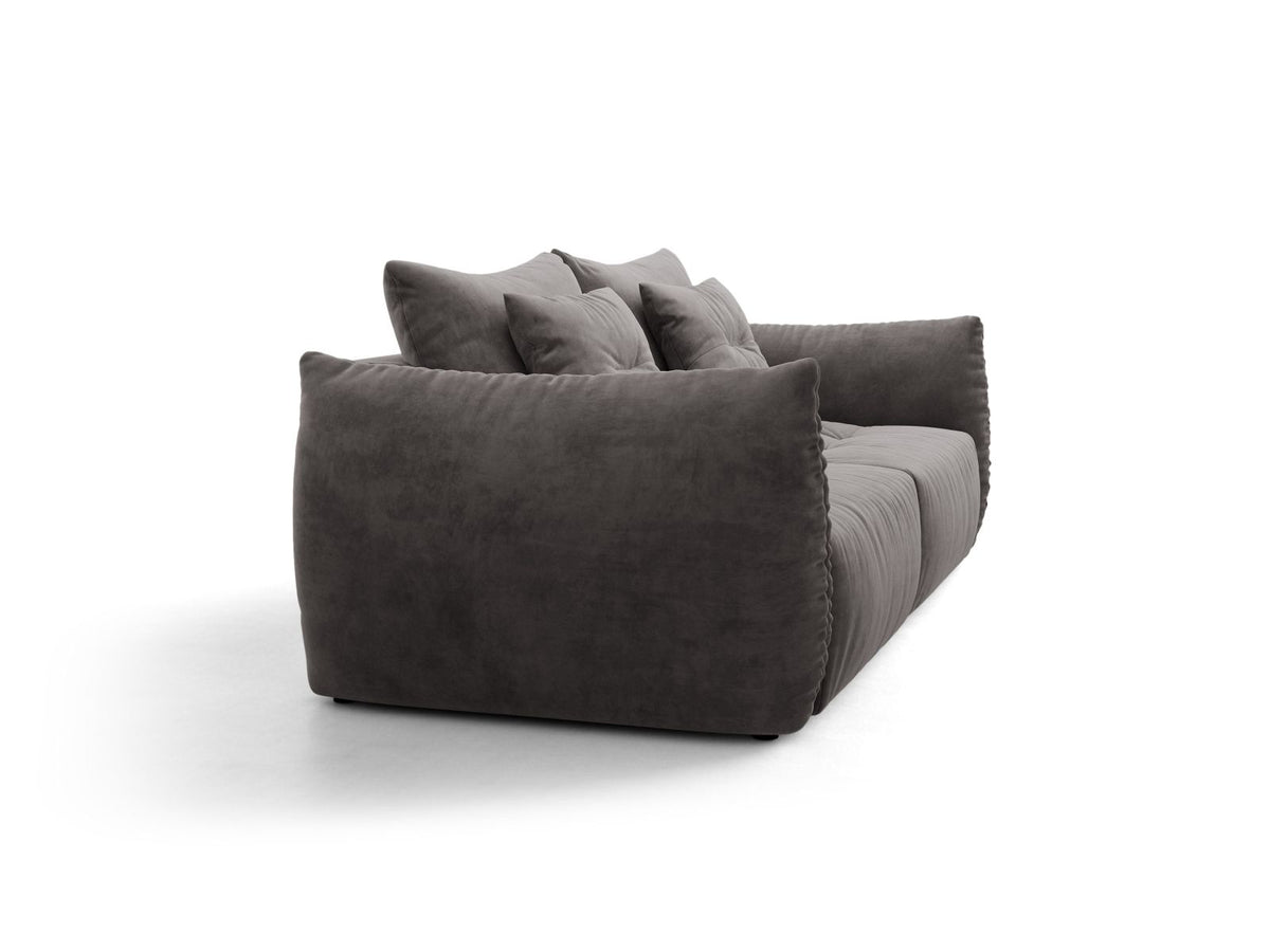 Sofa aksamitna 3-osobowa z funkcją spania BLOOM ciemnoszary – ujęcie 3