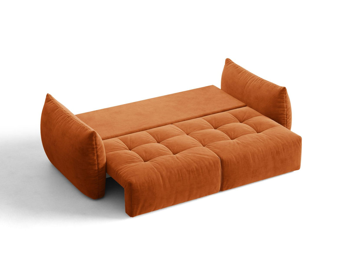 Sofa aksamitna 3-osobowa z funkcją spania BLOOM terracotta – ujęcie 6