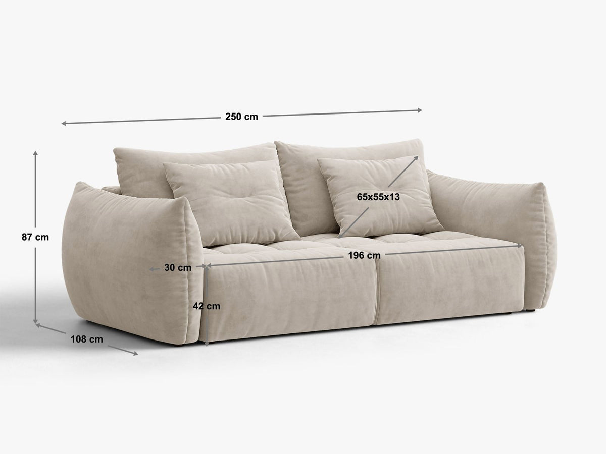 Sofa 3-osobowa z funkcją spania BLOOM jasnoszary – ujęcie 11
