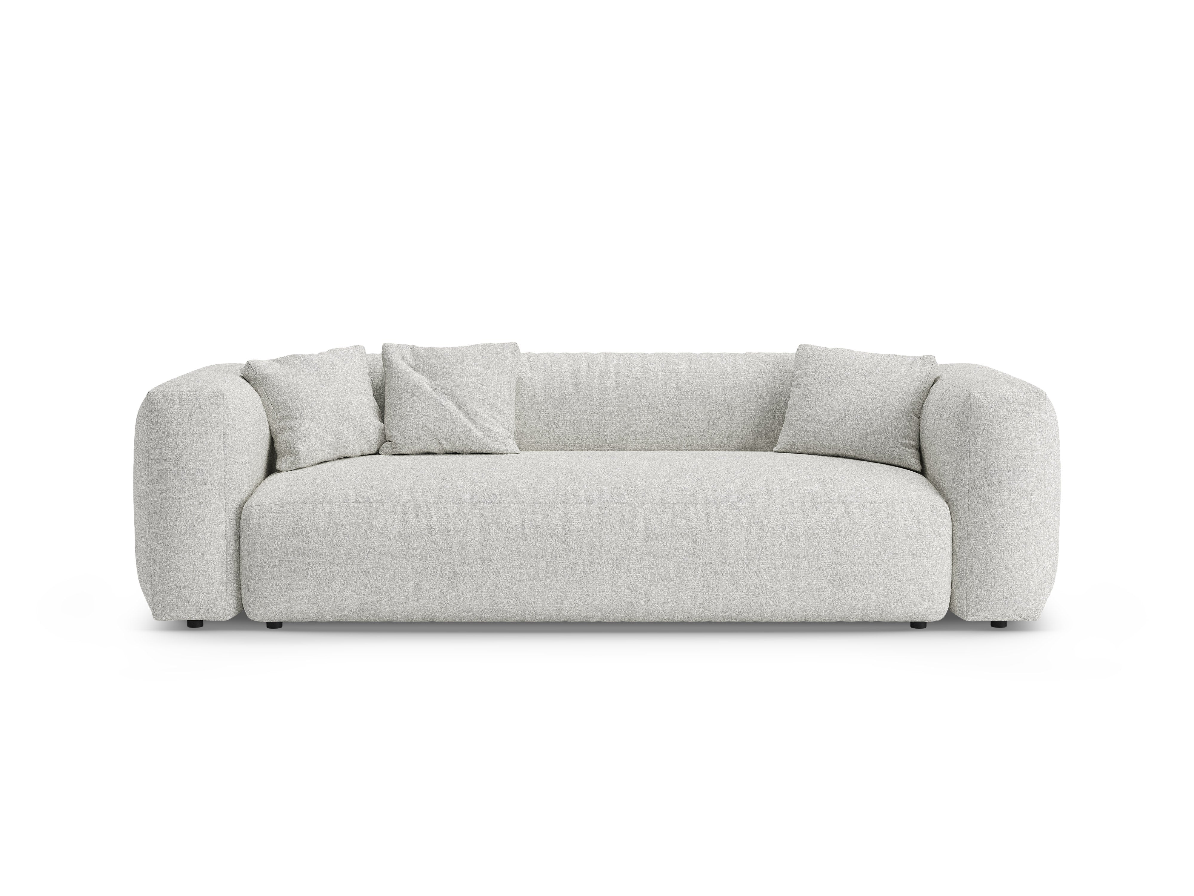 Sofa 3-Sitzer mit Schlaffunktion MARTINA grau-beige Melange Boucle